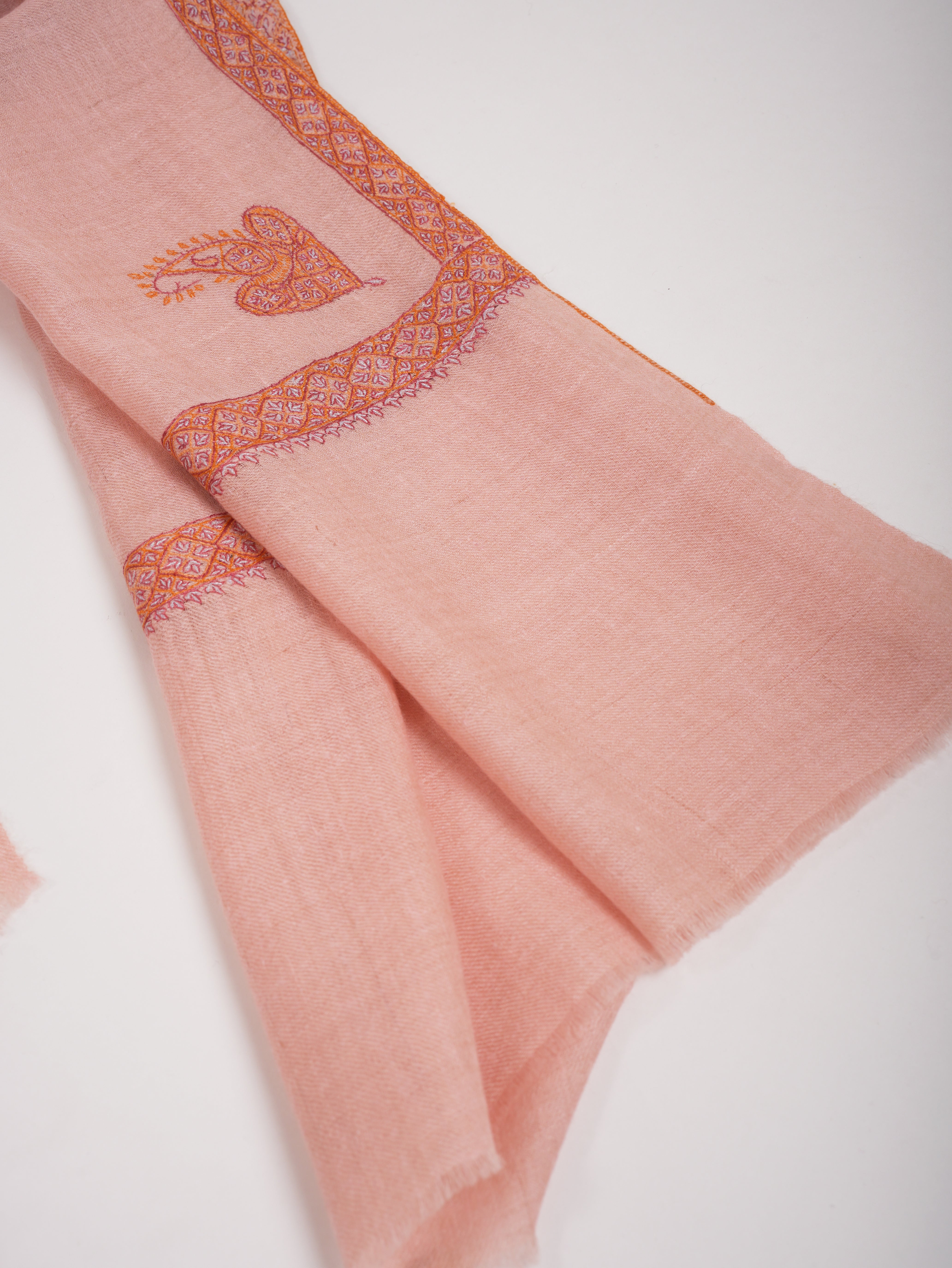 Pink Hashia Artisanal Embroidery Cashmere Wrap