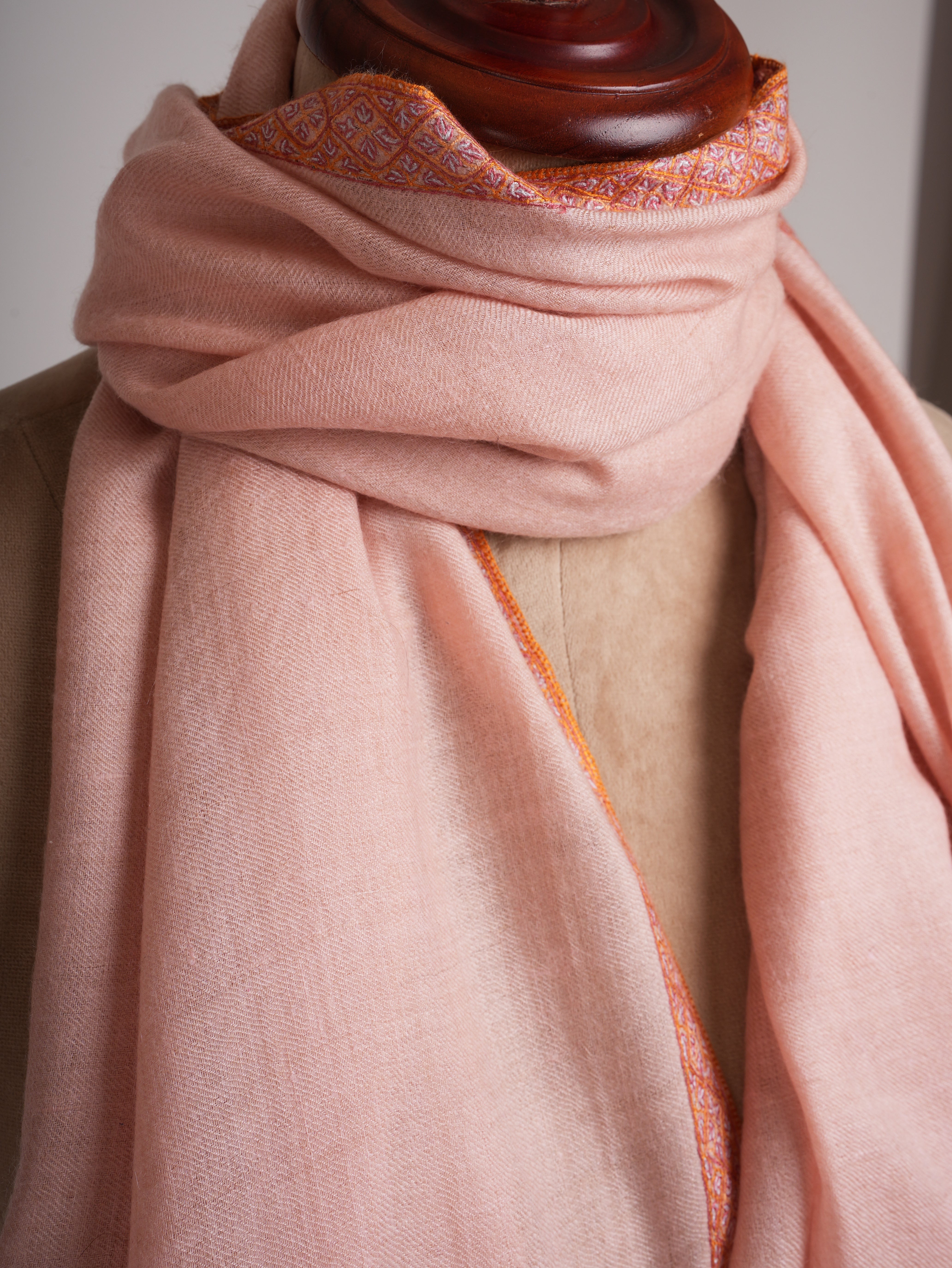 Pink Hashia Artisanal Embroidery Cashmere Wrap