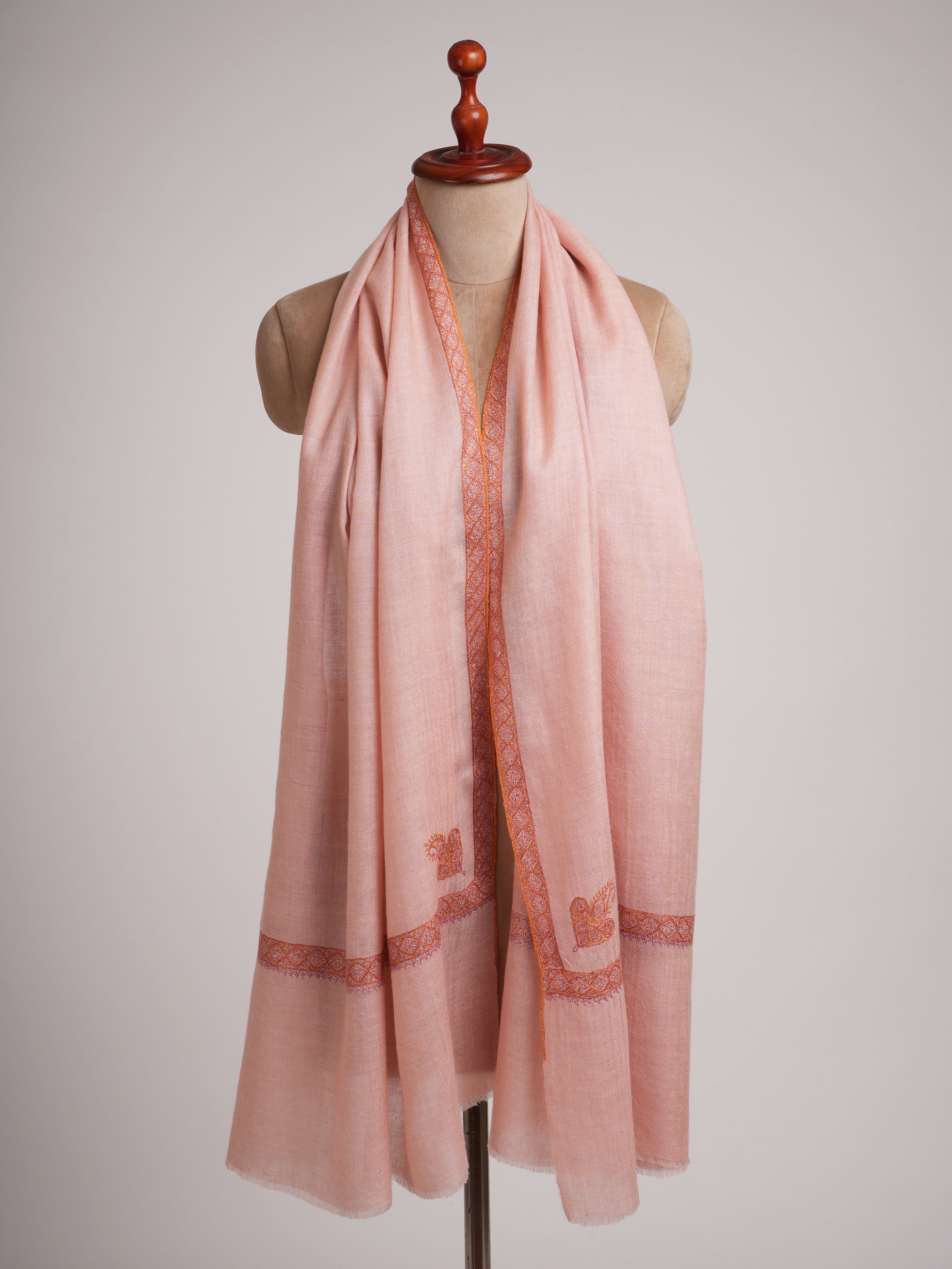 Pink Hashia Artisanal Embroidery Cashmere Wrap