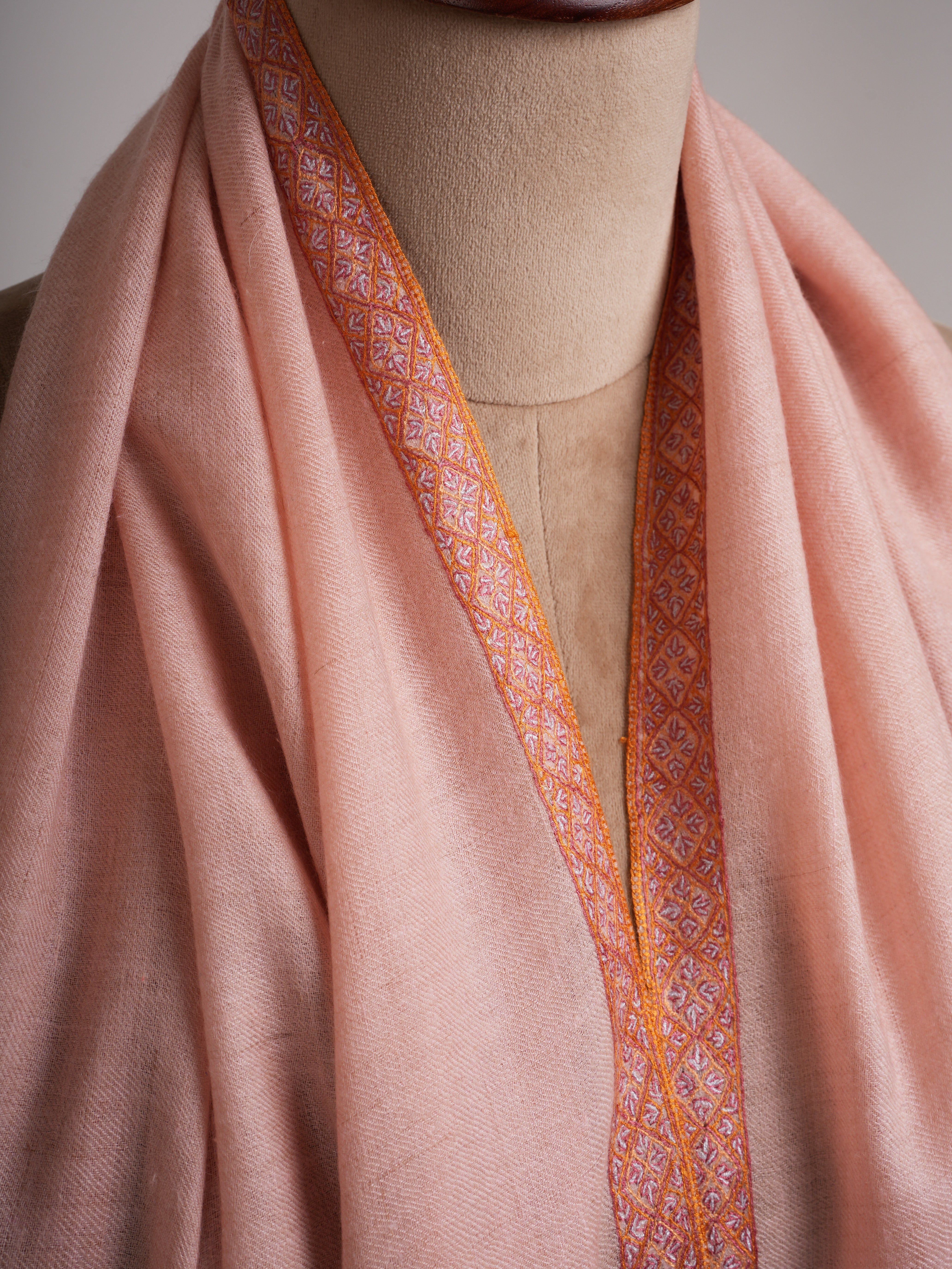 Pink Hashia Artisanal Embroidery Cashmere Wrap