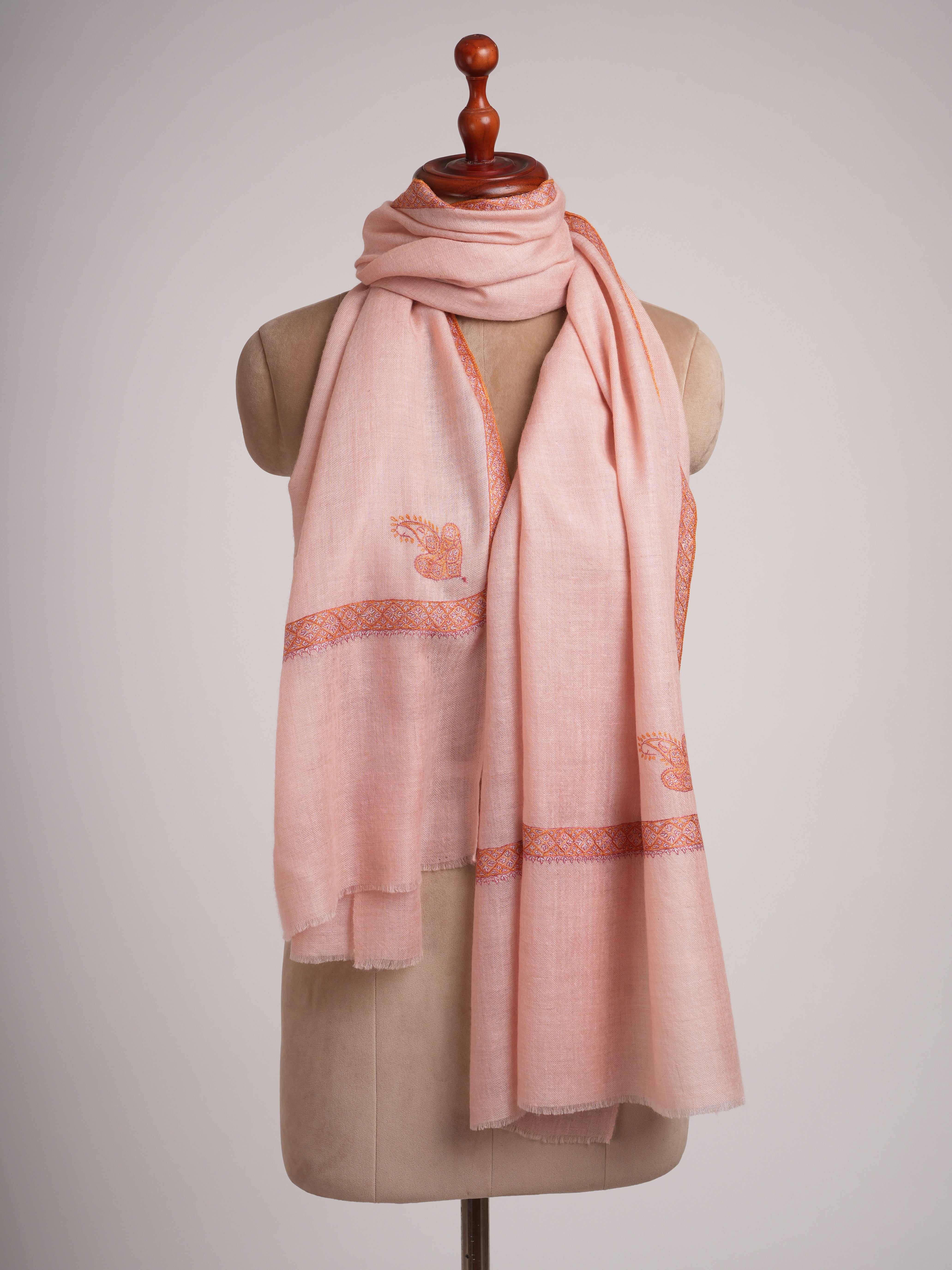 Pink Hashia Artisanal Embroidery Cashmere Wrap