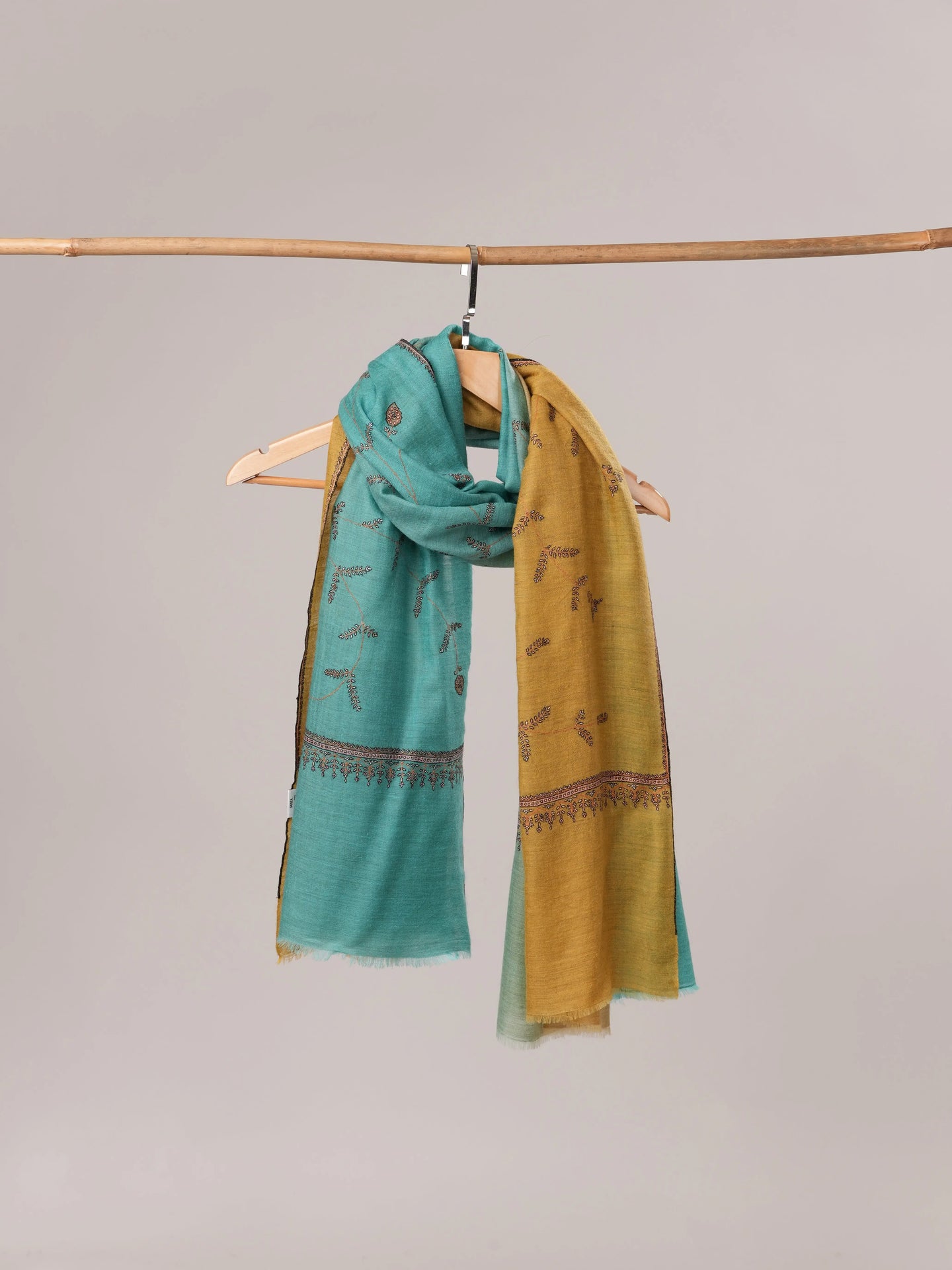 Ombre All Over Hand Embroidered Pure Pashmina Shawl Shahkaar.com