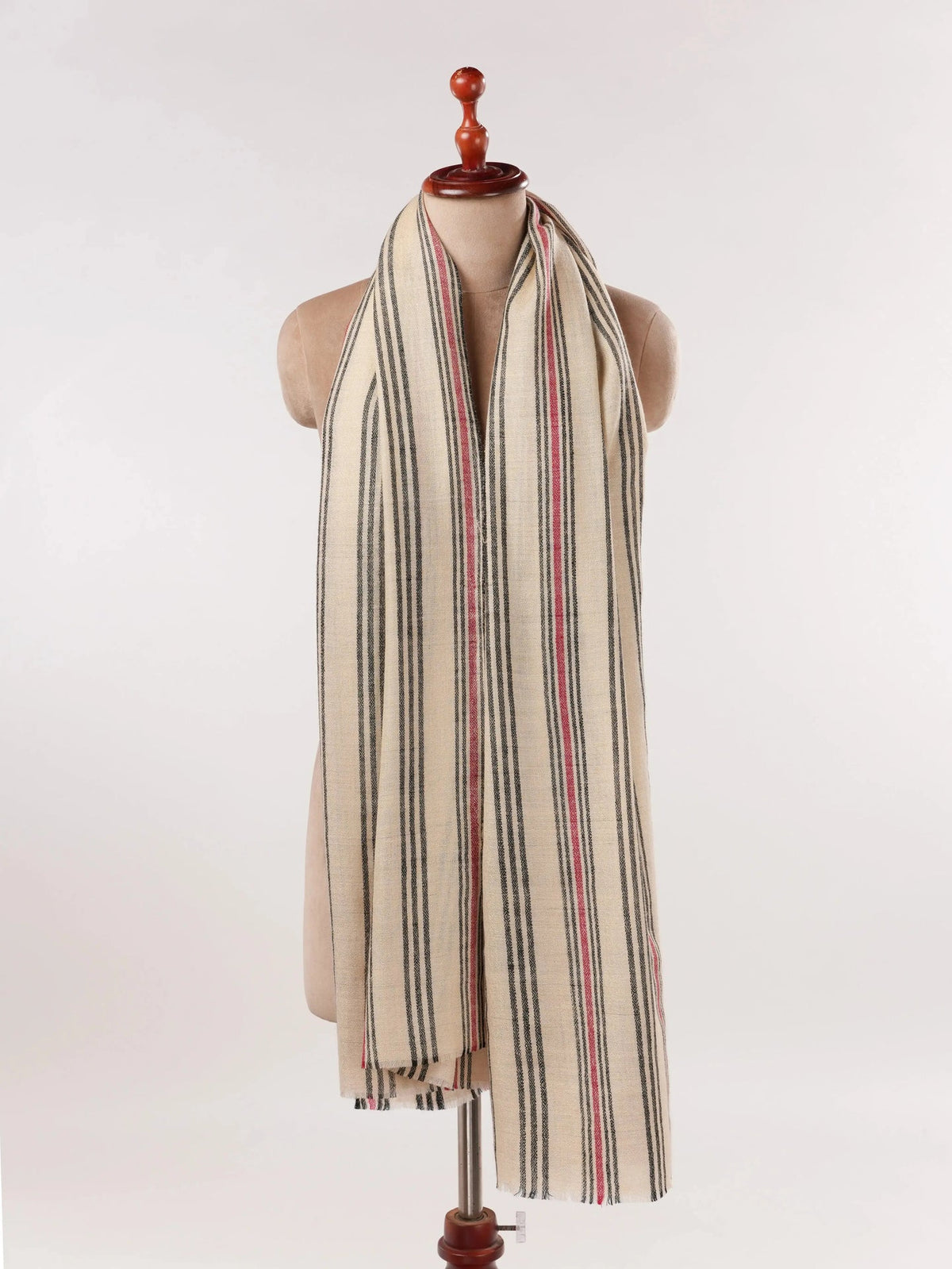 Handspun Pure Pashmina Shawl with Handwoven Stripe