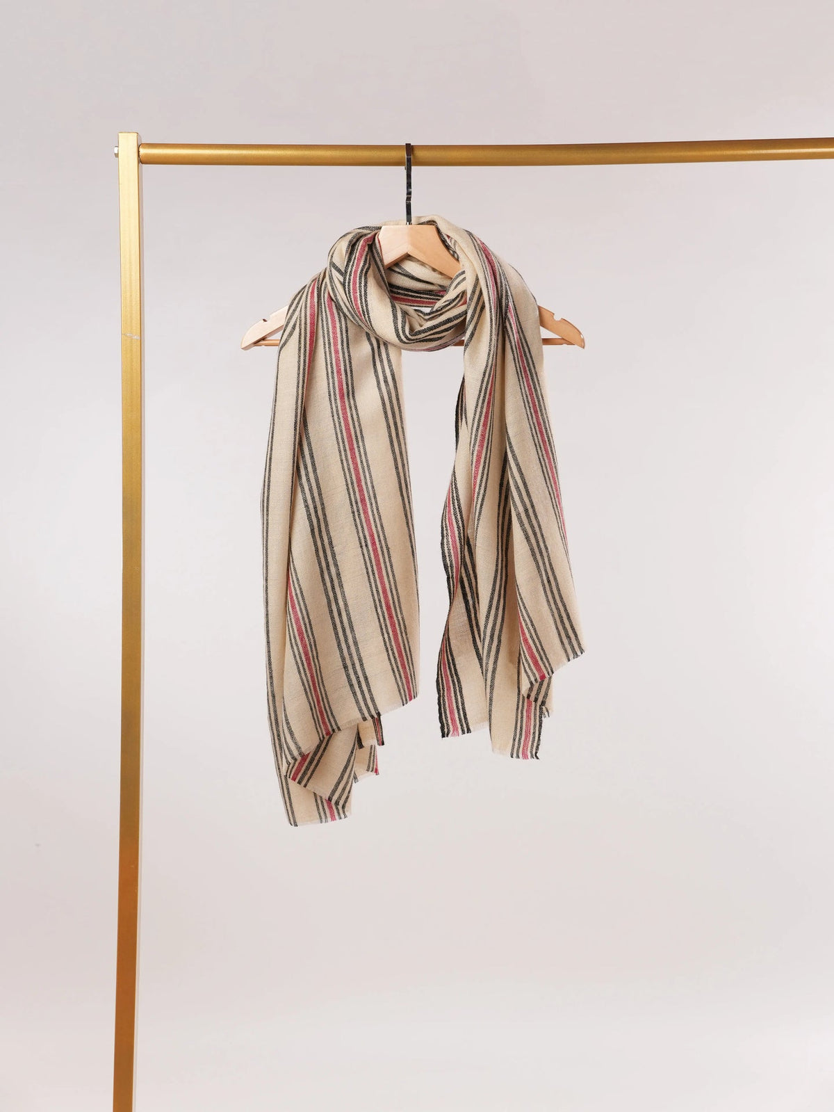 Handspun Pure Pashmina Shawl with Handwoven Stripe