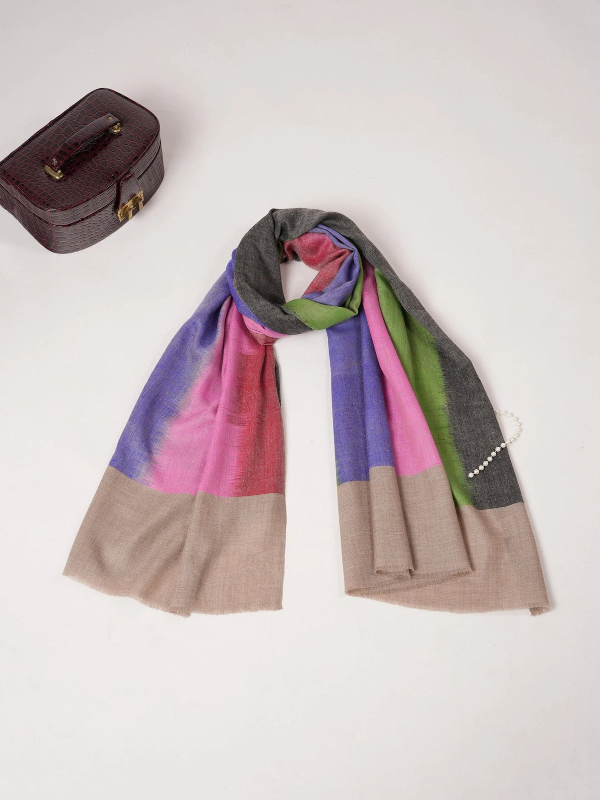 Handwoven Soft Pashmina Shawl with Ikat Weave