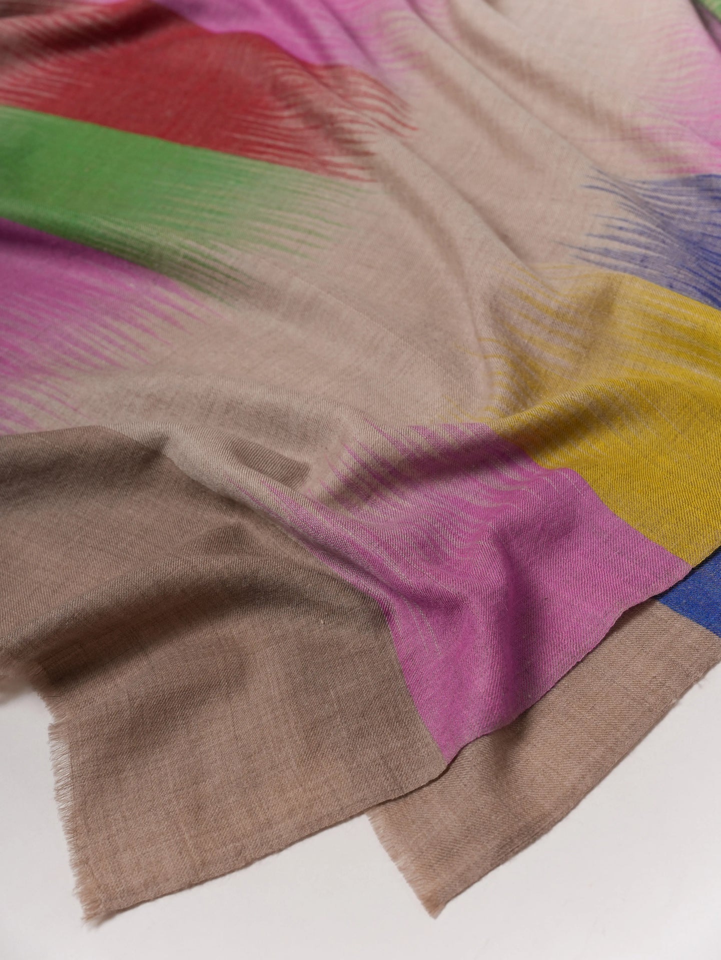 Contemporary Festive Ikat Handwoven Pashmina Shawl Shahkaar