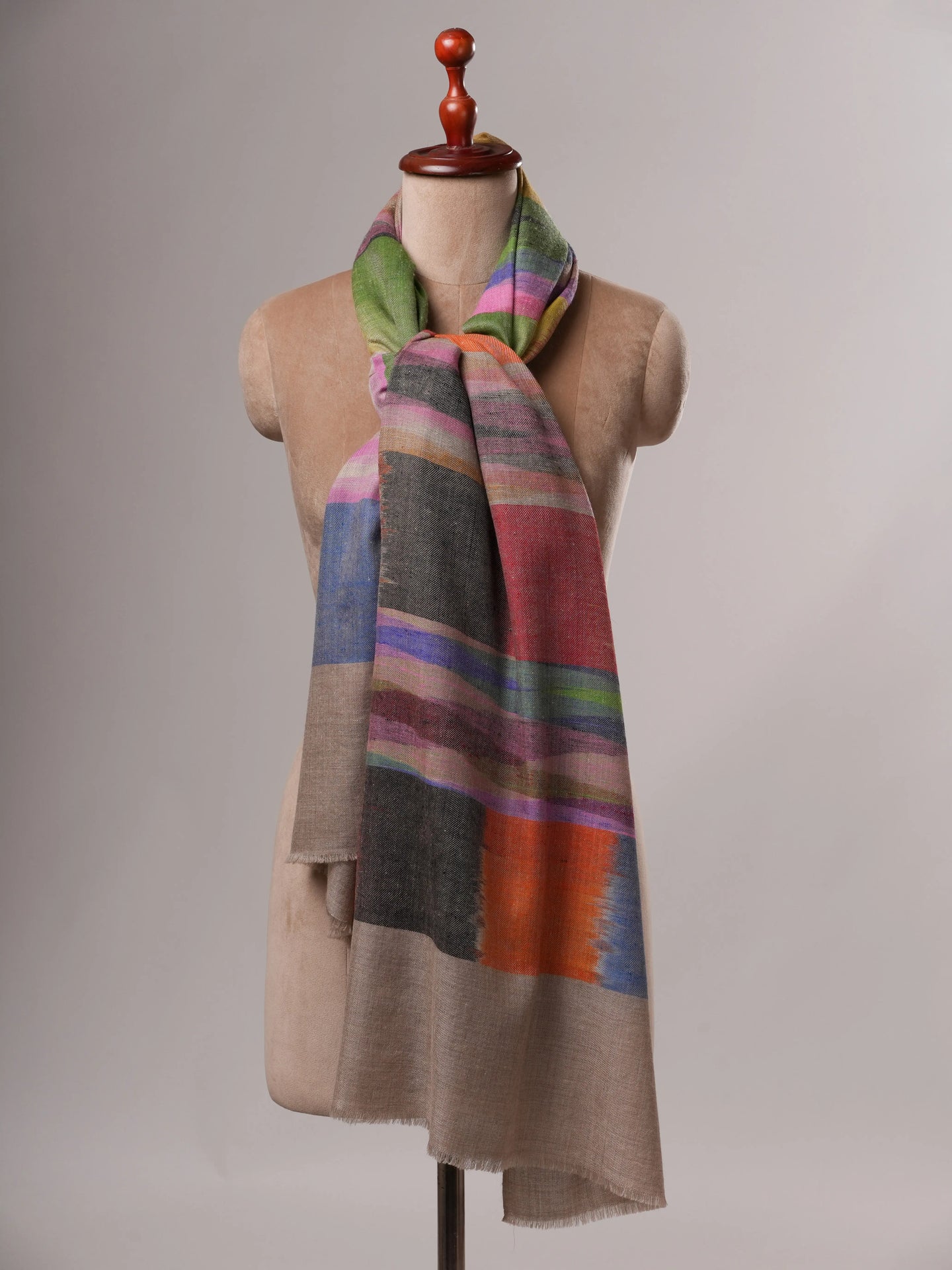 Festive Ikat Handwoven Pure Pashmina Shawl Shahkaar