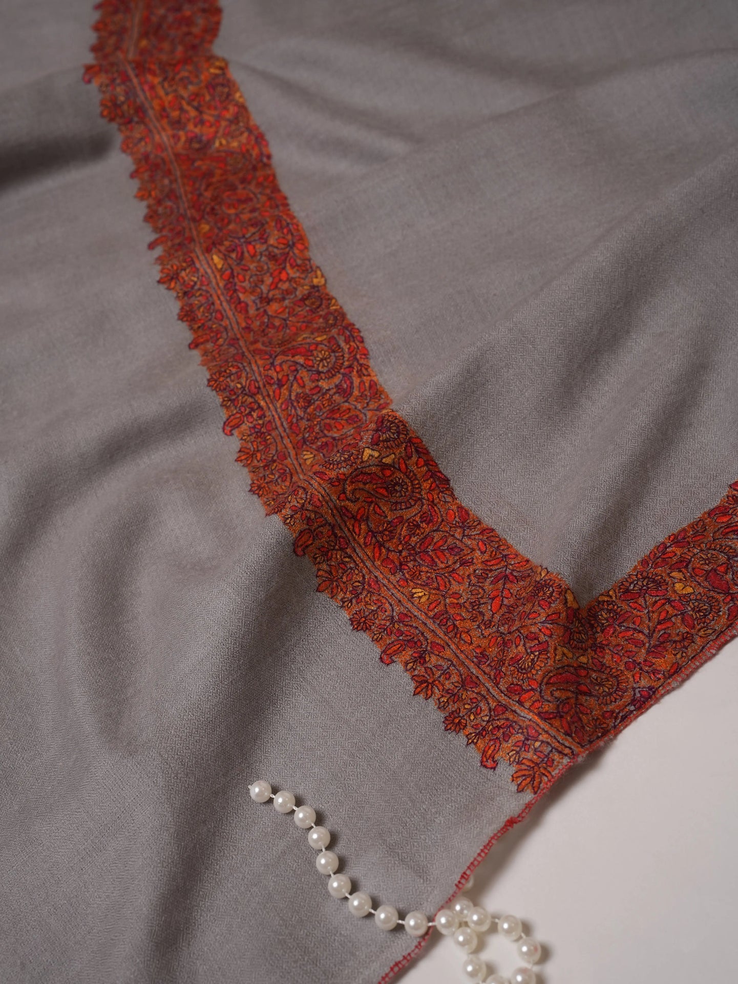 Baby Blue Pashmina Shawl with Neemdaur Hand Embroidery Shahkaar.com