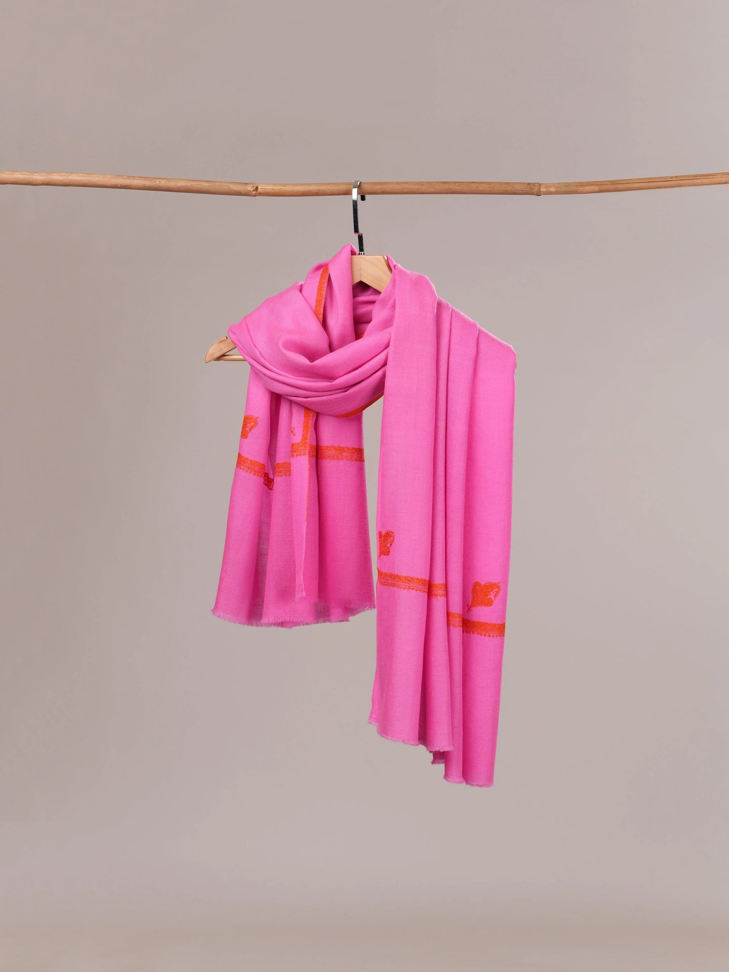 Magenta Hashia Embroidered Handwoven Soft Pashmina Shawl Shahkaar.com