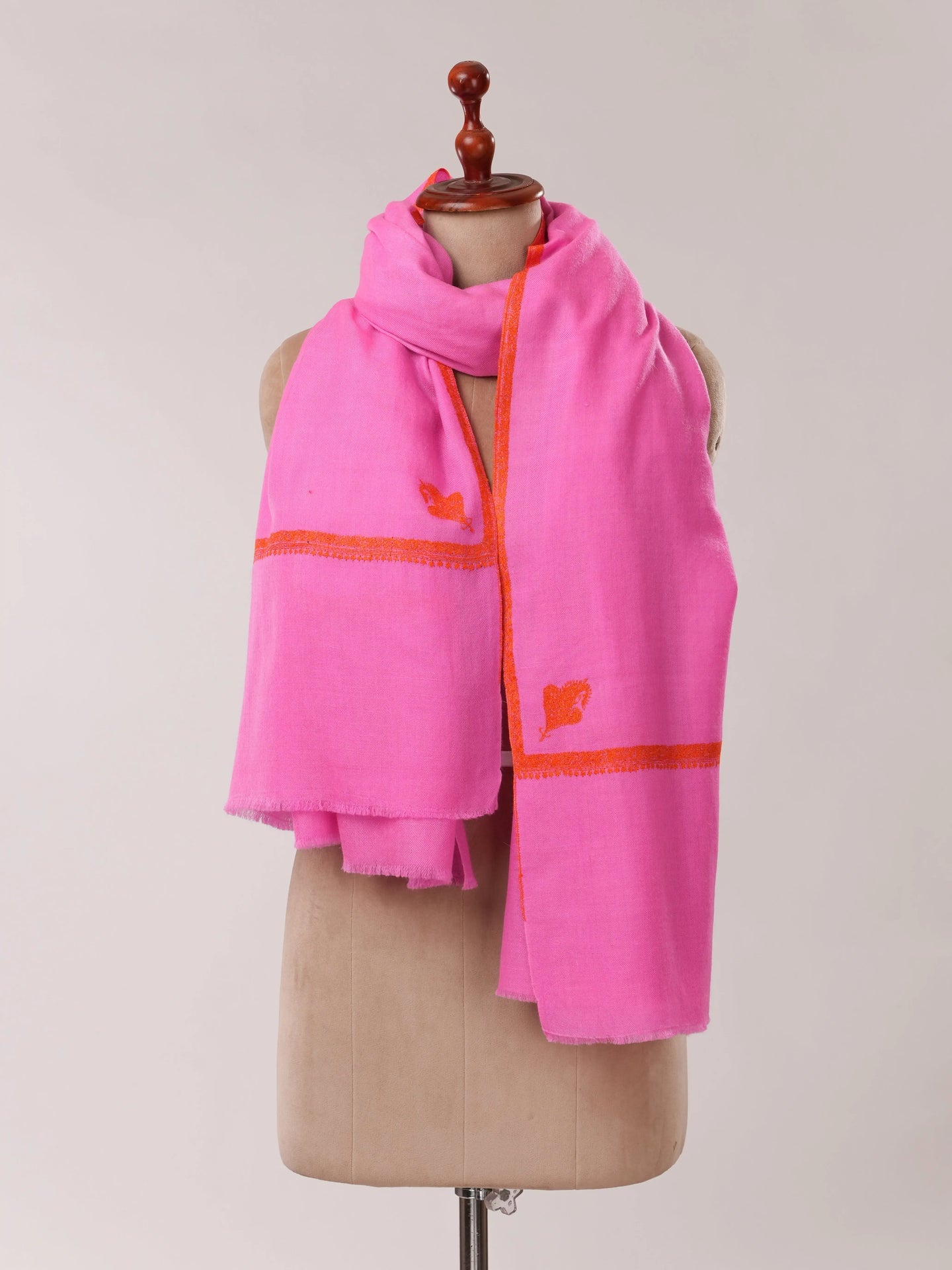Magenta Hashia Embroidered Handwoven Soft Pashmina Shawl Shahkaar.com