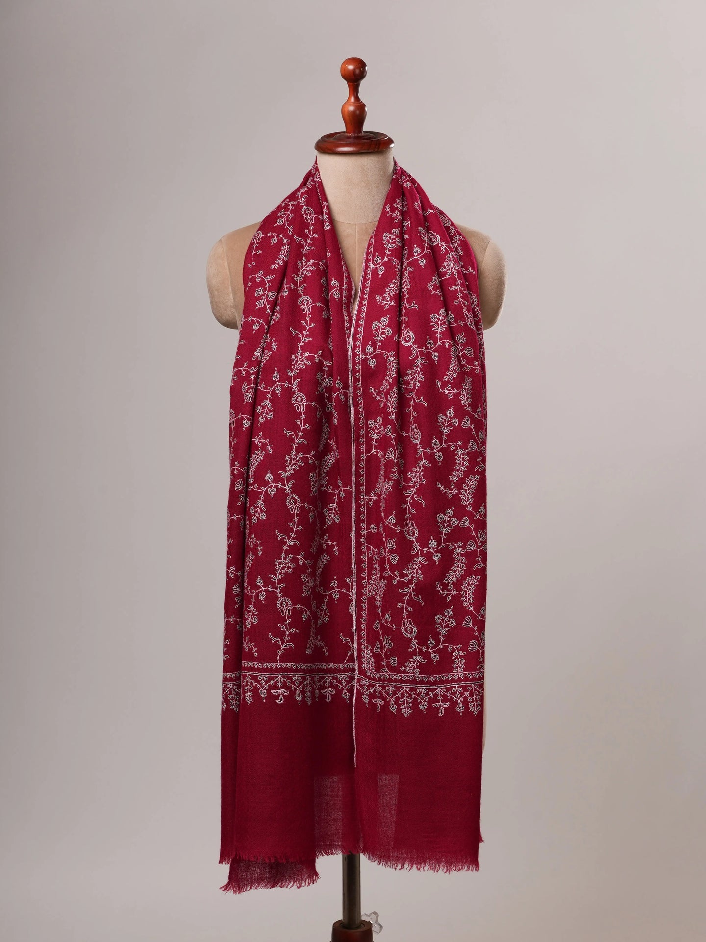 Sozni Embroidered Featherlight Handwoven Cashmere Scarf Shahkaar