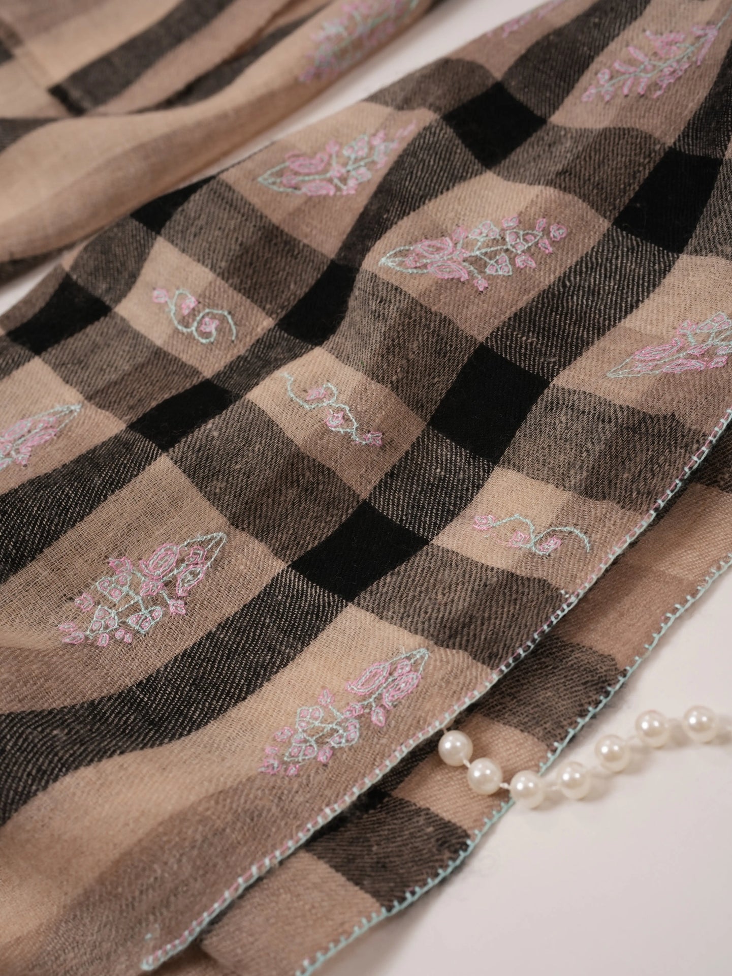 Featherlight Handwoven Cashmere Scarf with Buteh Embroidery Shahkaar.com