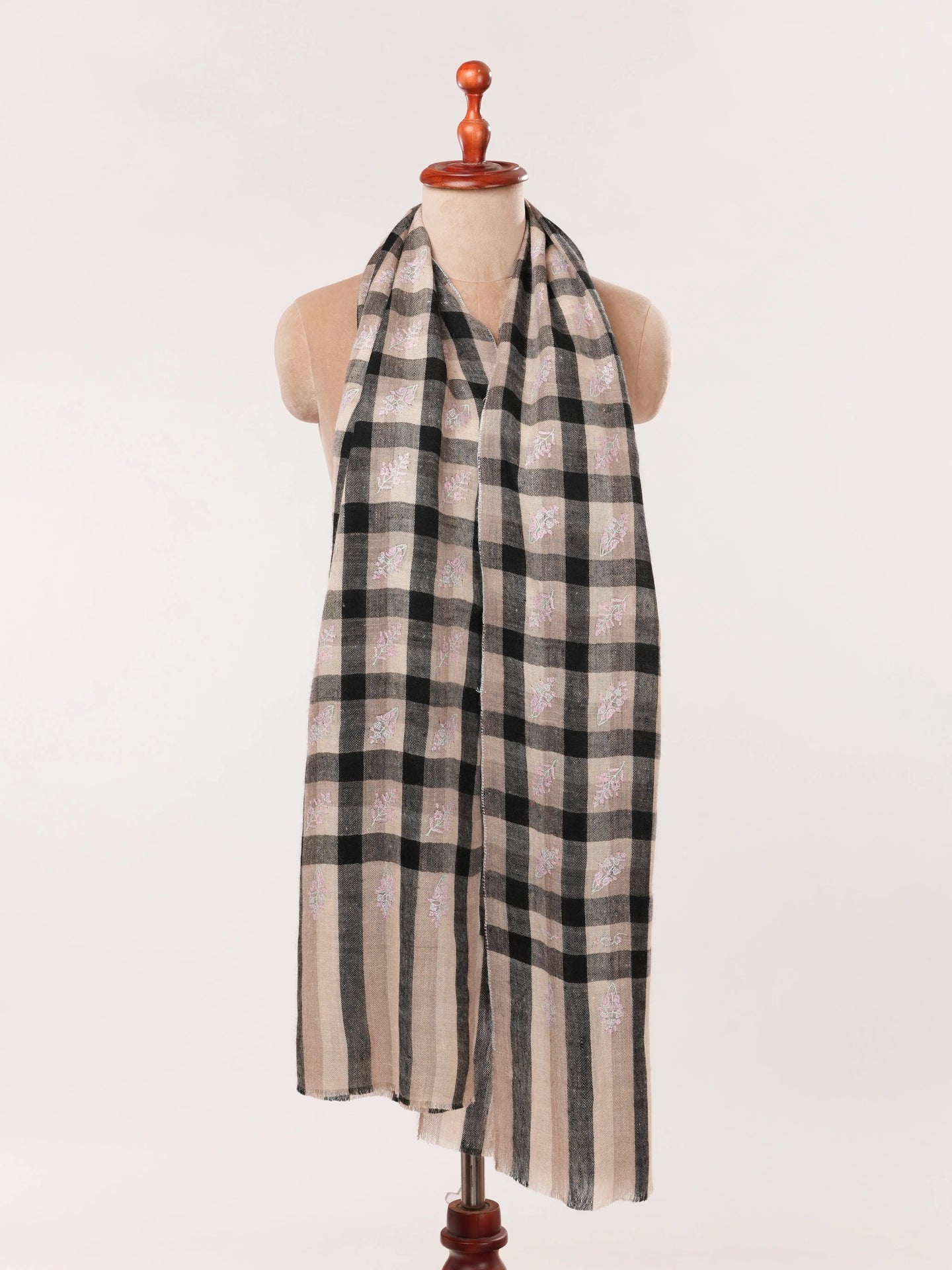 Featherlight Handwoven Cashmere Scarf with Buteh Embroidery Shahkaar.com