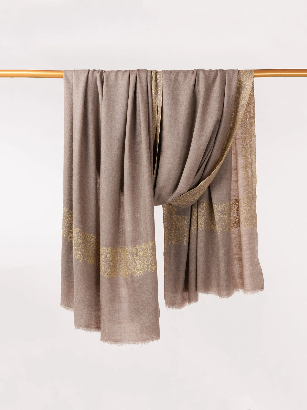 Natural Beige Oversized Pashmina Shawl with Palldar Hand Embroidery