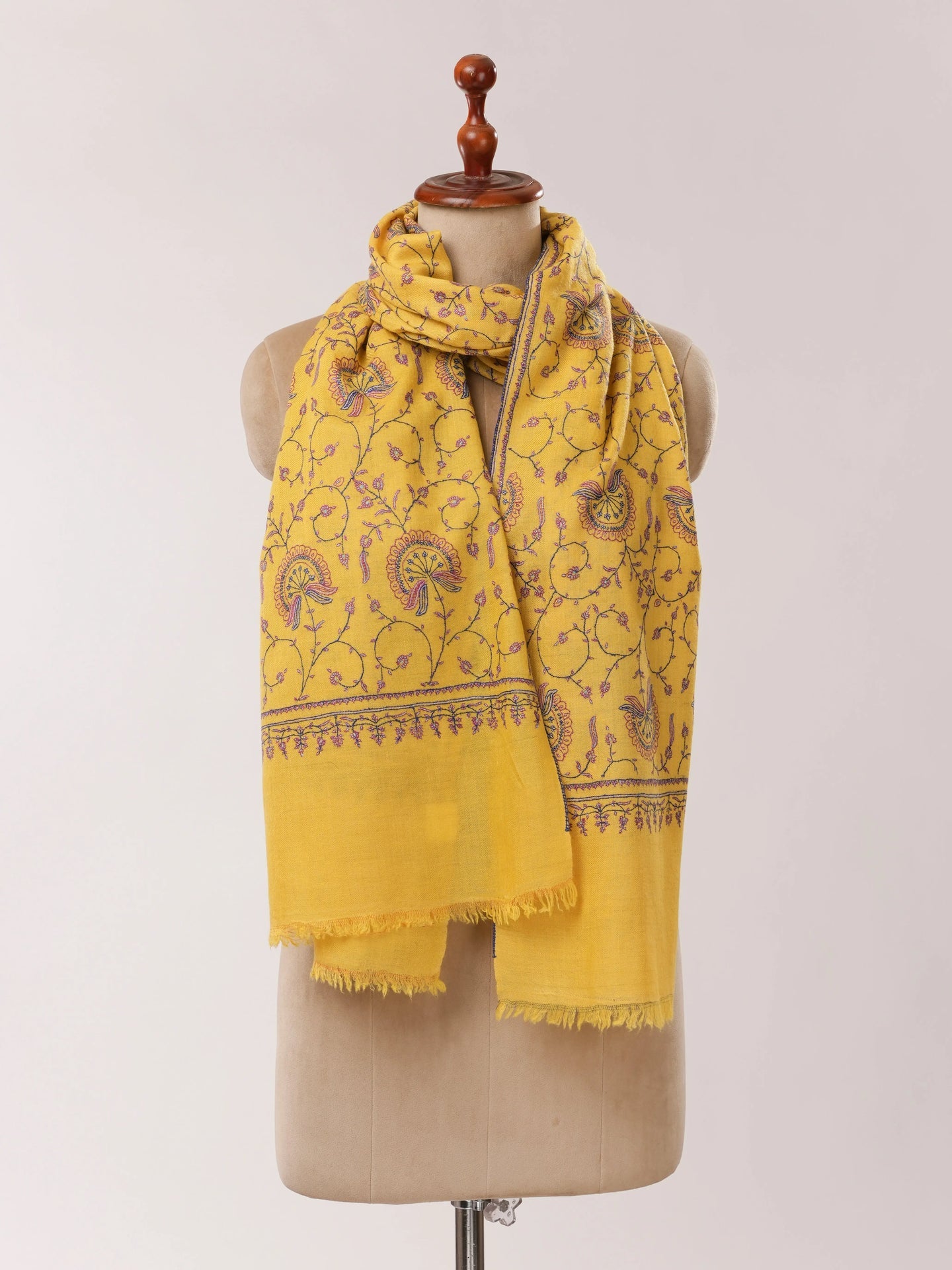 Jali Hand Embroidered Soft Cashmere Scarf Shahkaar.com