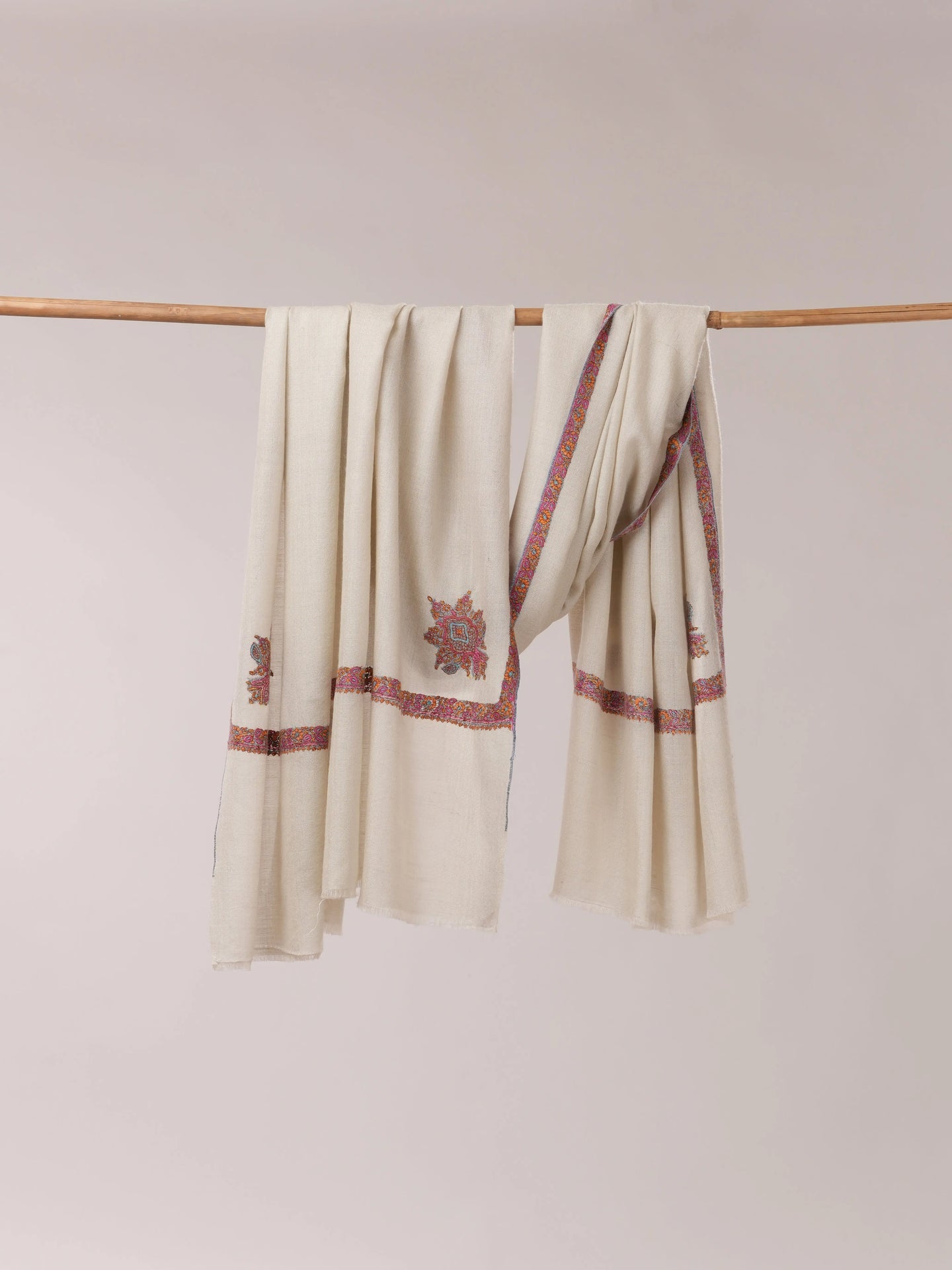 Soft Pashmina Shawl with Classic Hashia Hand Embroidery Shahkaar.com
