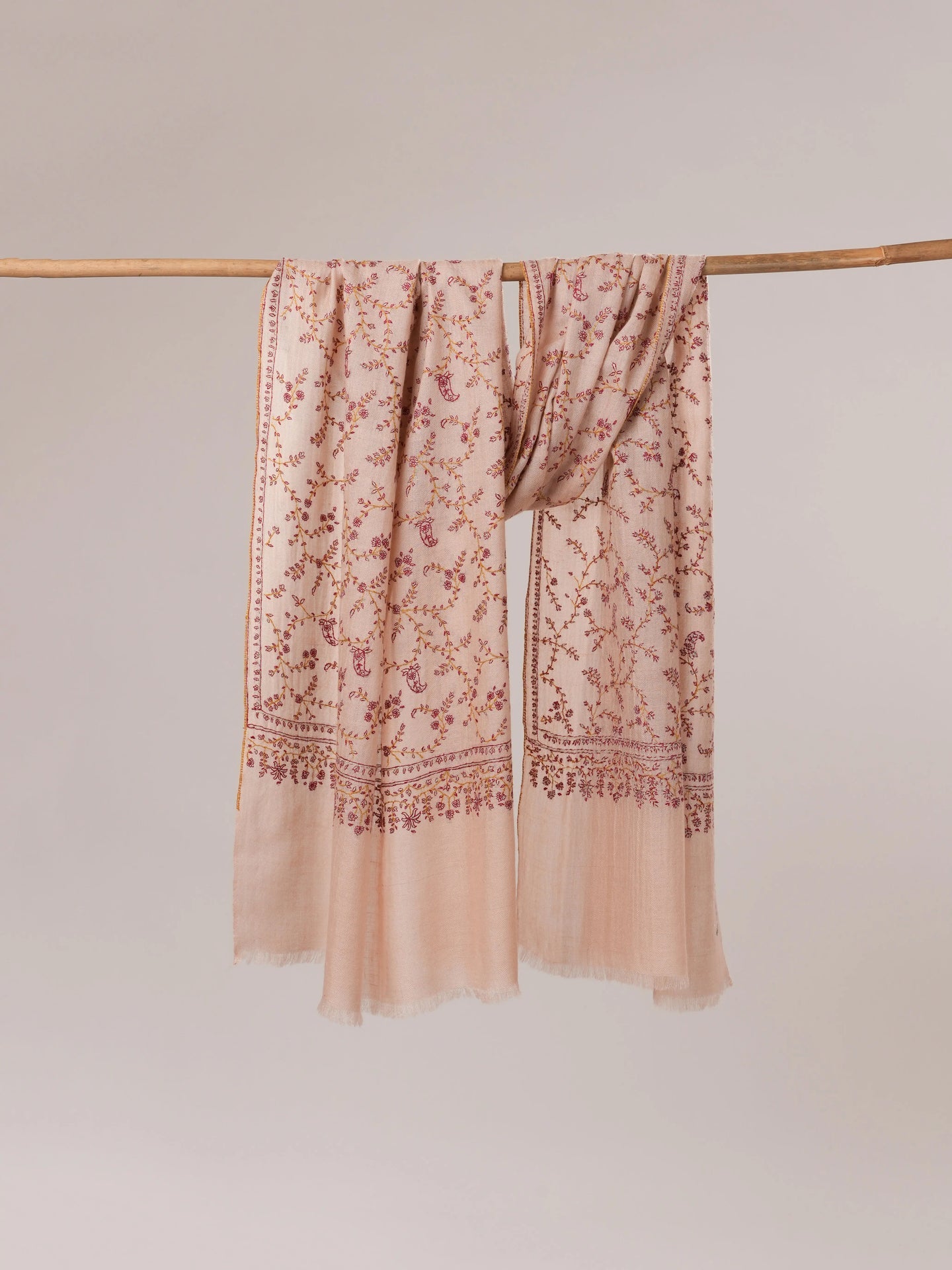 Hand Embroidered Soft Indian Cashmere Scarf Shahkaar.com