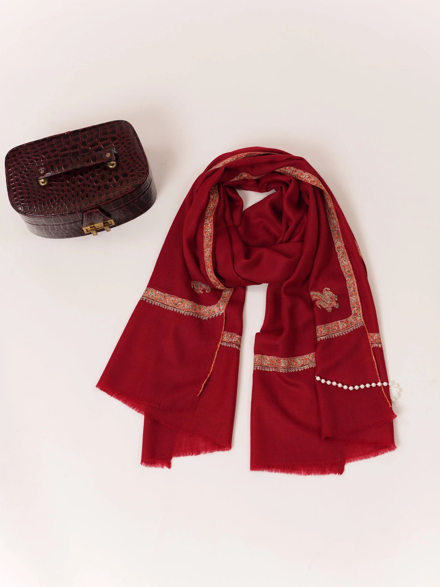 Hashia Hand Embroidered Featherlight Cashmere Scarf Shahkaar.com