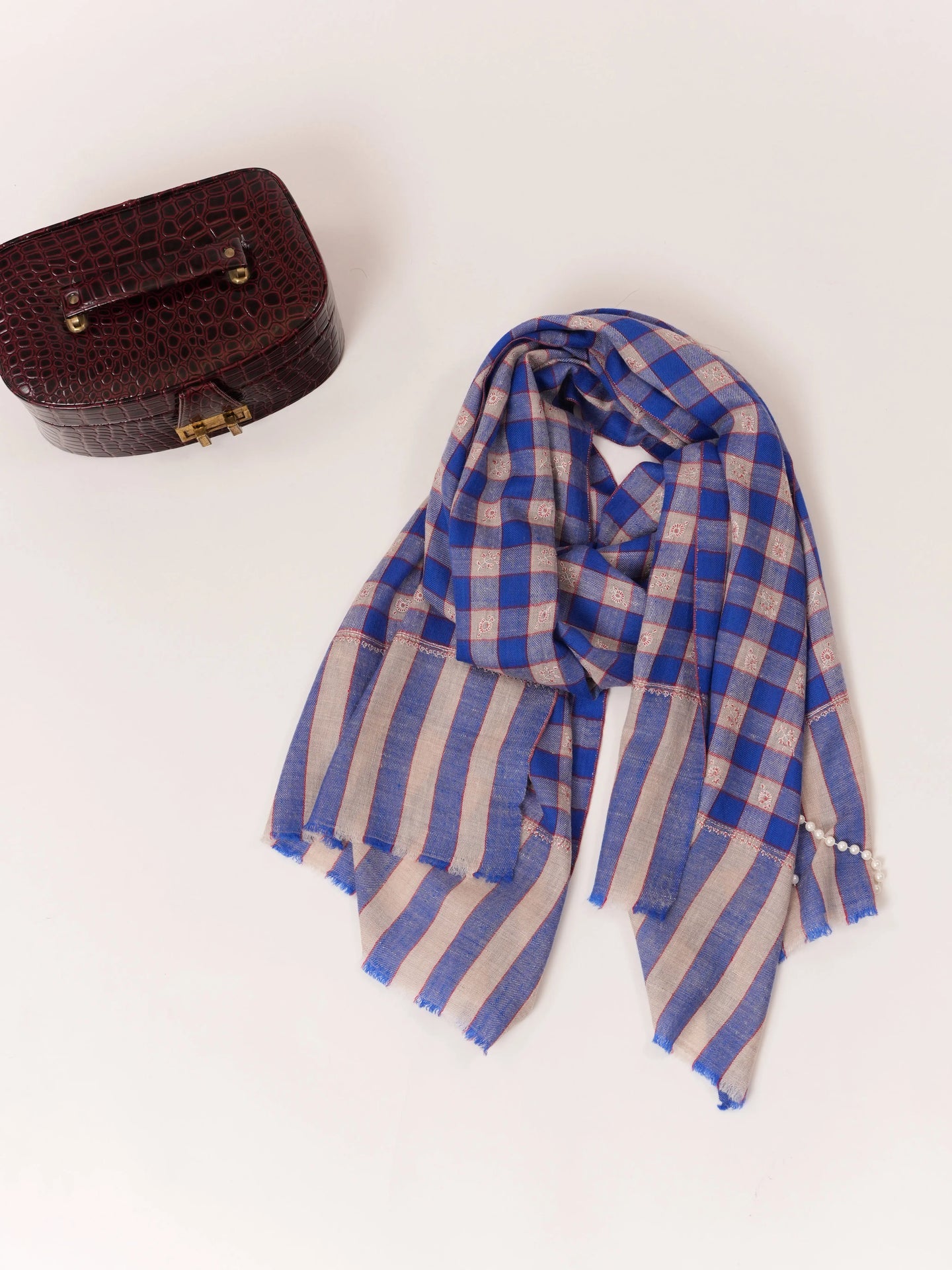 Featherlight Buteh Hand Embroidered Baby Soft Cashmere Scarf Shahkaar.com