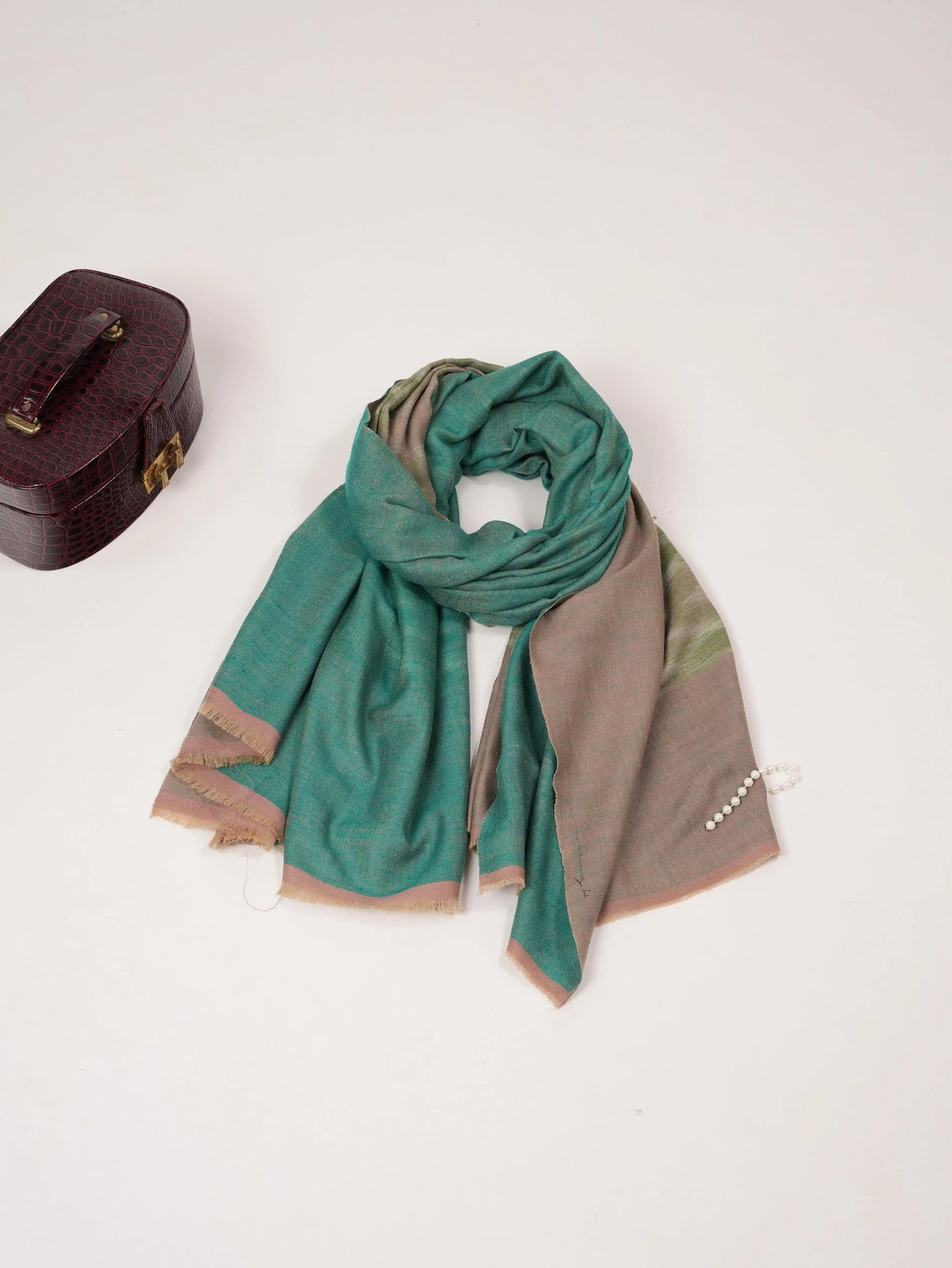 Lightweight Dual Shade Soft Pashmina Shawl with Ikat Weave