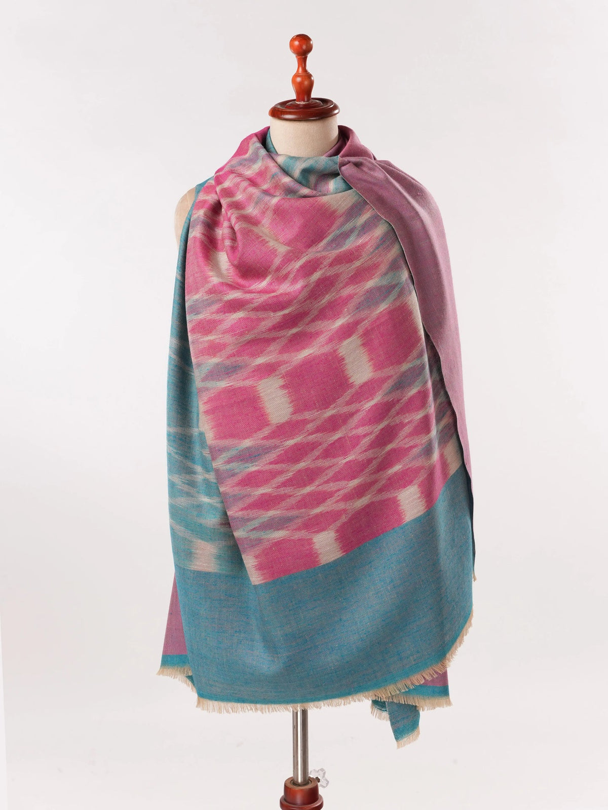 Ikat Weave Dual Shade Handwoven Soft Pashmina Shawl