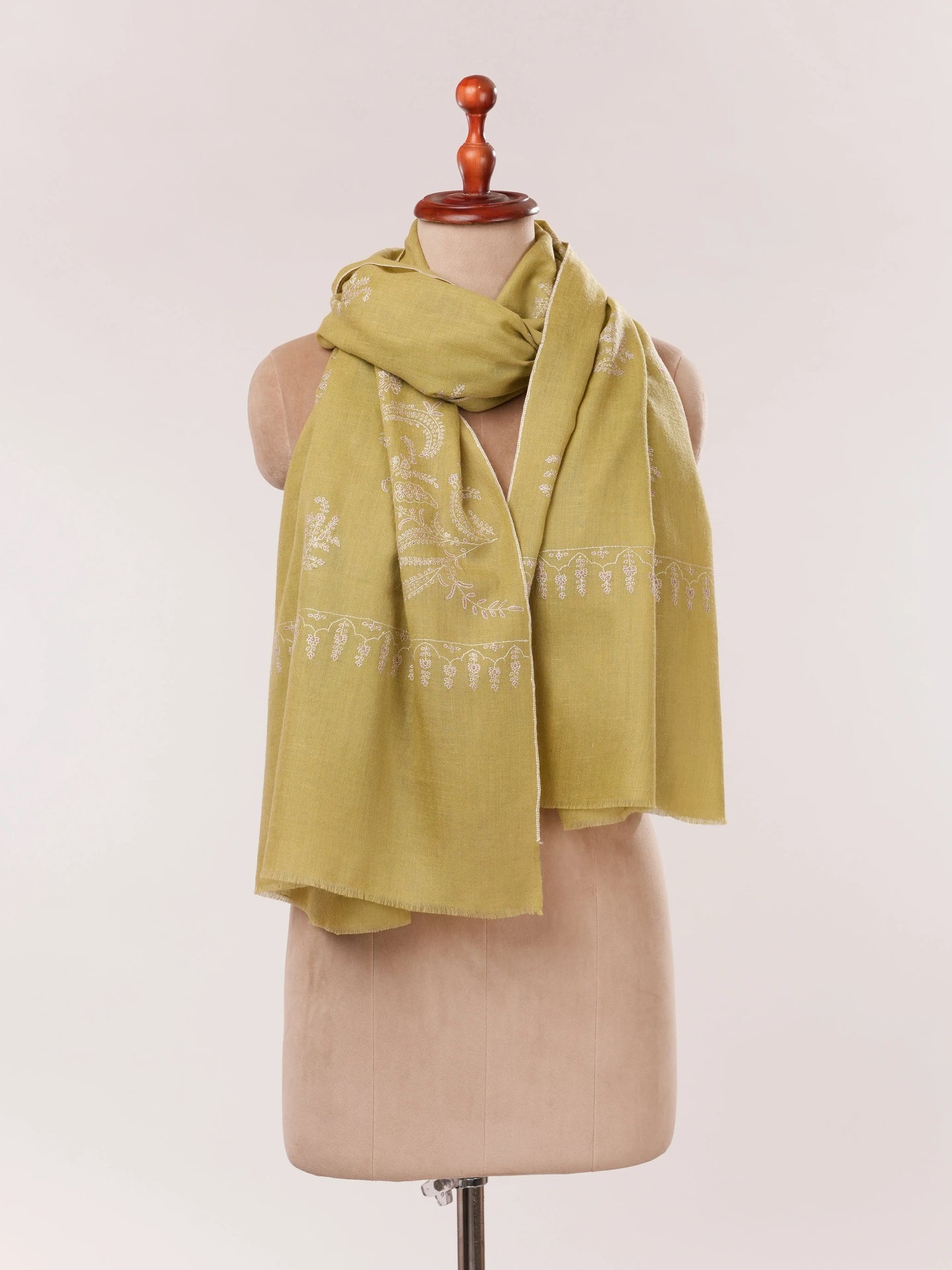 Hand Embroidered Handwoven Indian Cashmere Scarf Shahkaar.com