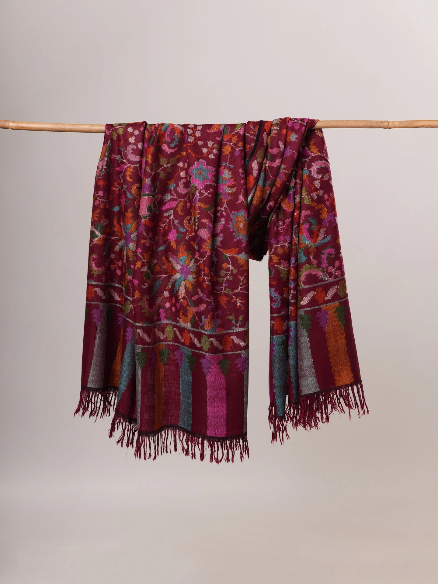 Wine Kani Handwoven Kashmiri Pashmina Shawl Shahkaar Global