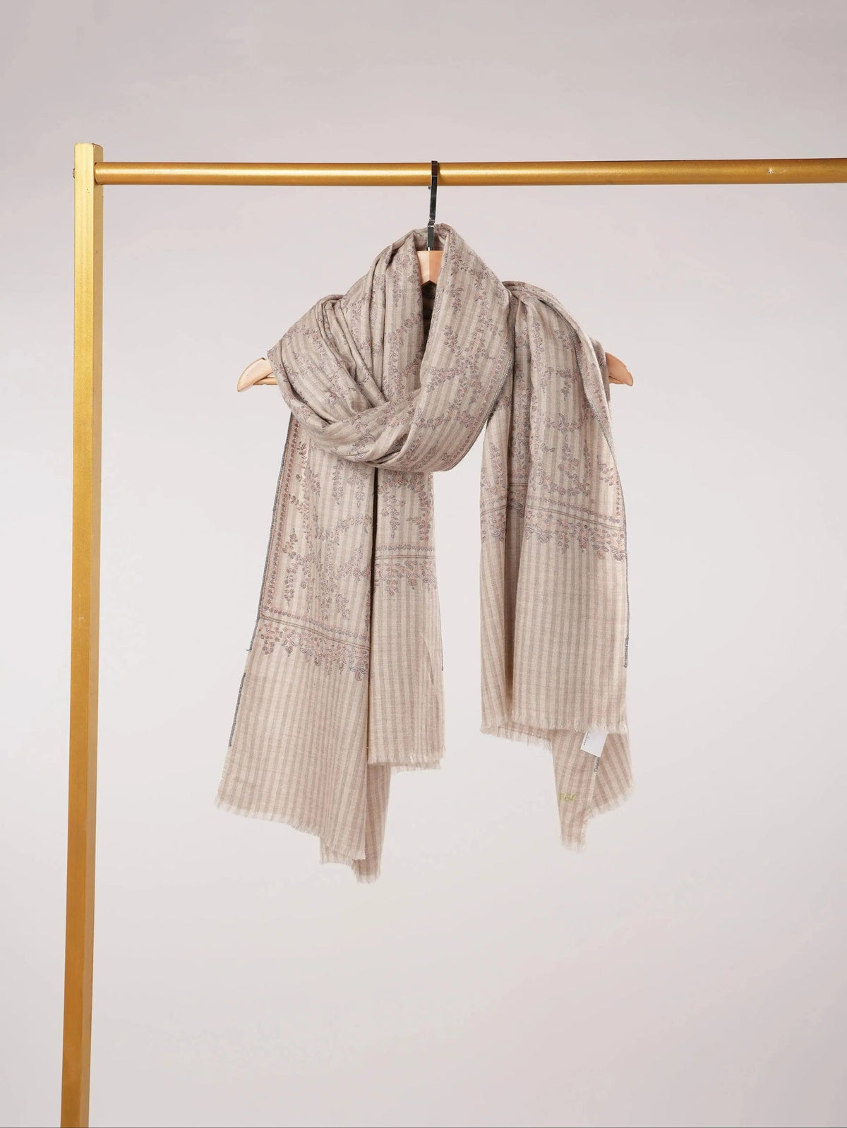 Handwoven Jali Baby Soft Pashmina Shawl with Hand Sozni Embroidery Shahkaar.com