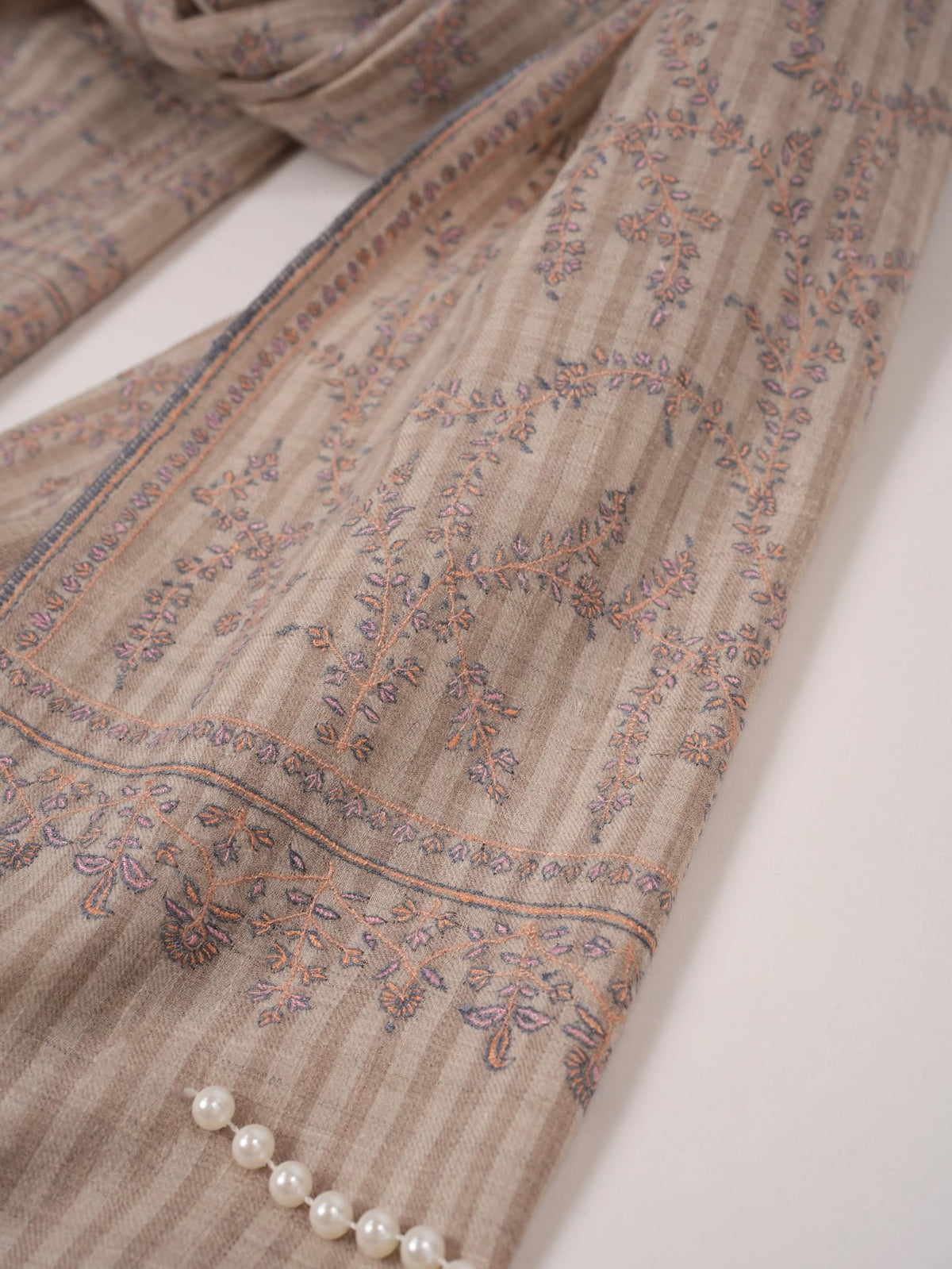 Handwoven Jali Baby Soft Pashmina Shawl with Hand Sozni Embroidery Shahkaar.com