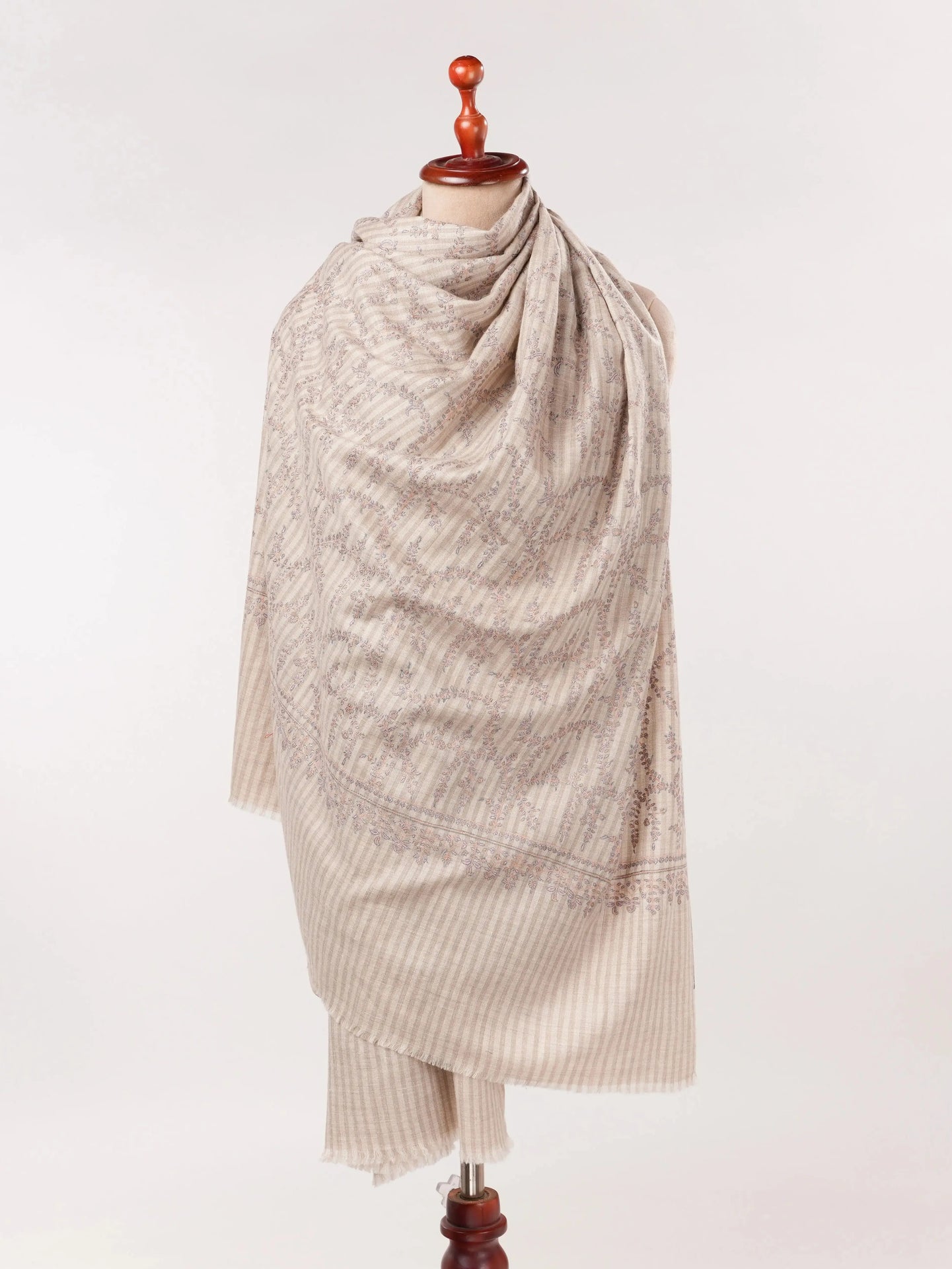 Handwoven Jali Baby Soft Pashmina Shawl with Hand Sozni Embroidery Shahkaar.com
