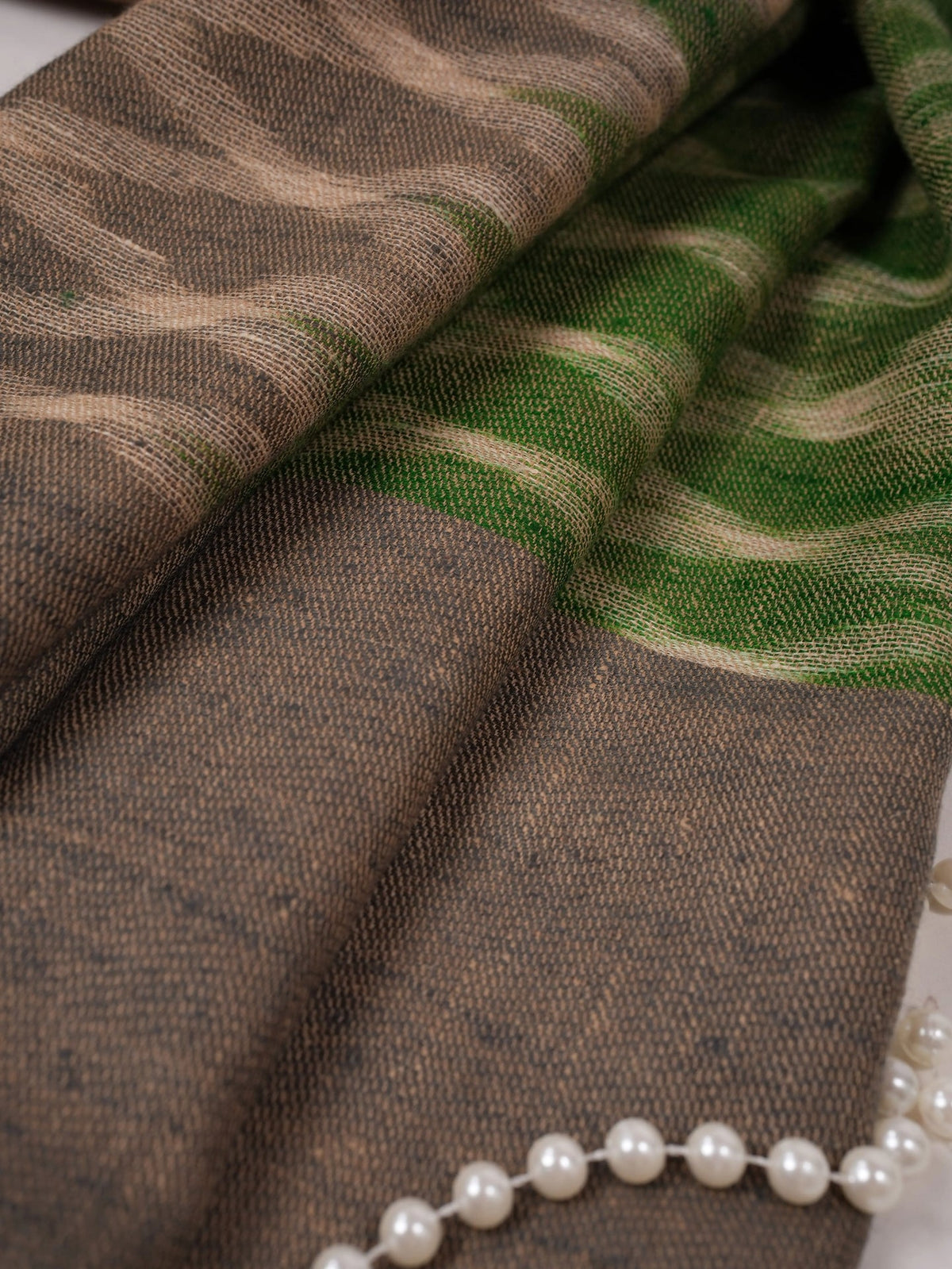 Dual Tone Handwoven Soft Pashmina Shawl with Ikat Weave