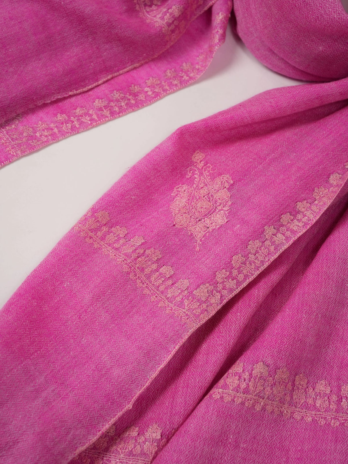 Handwoven Pink Pashmina Shawl with Hashidar Embroidery