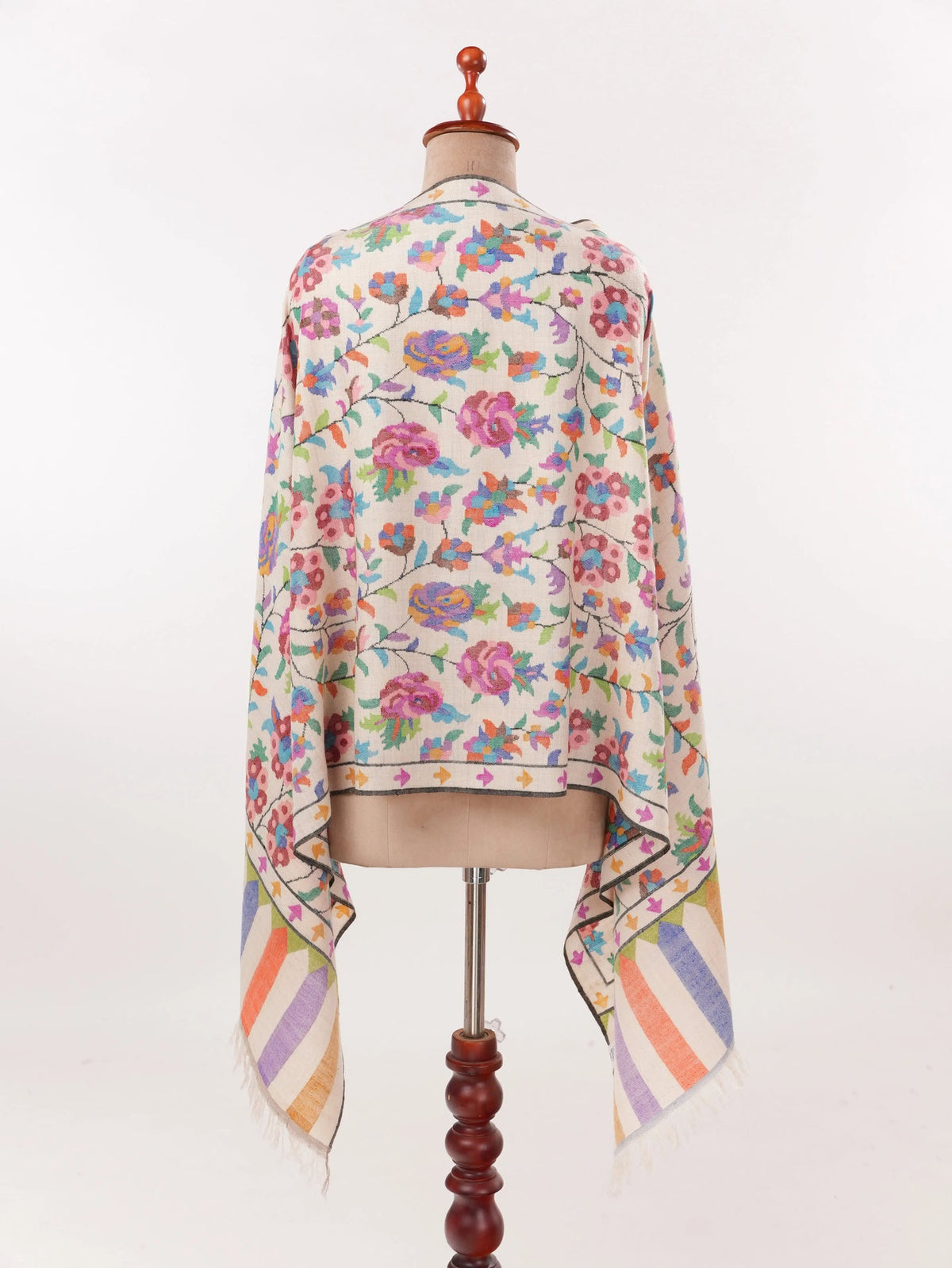 Natural White Handwoven Soft Kani Cashmere Scarf