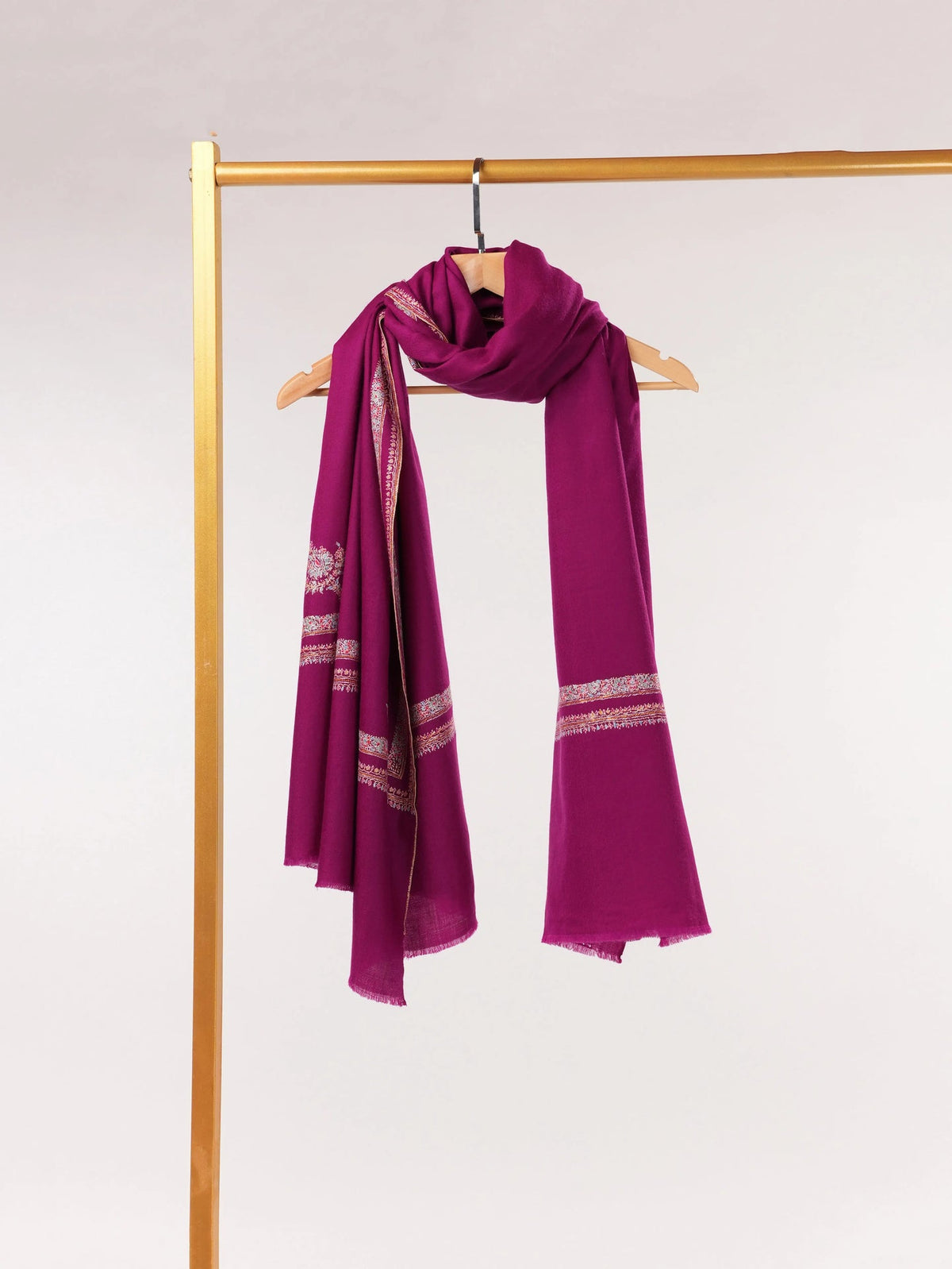 Light Purple Handwoven Pashmina Shawl with Hashidar Embroidery Shahkaar.com
