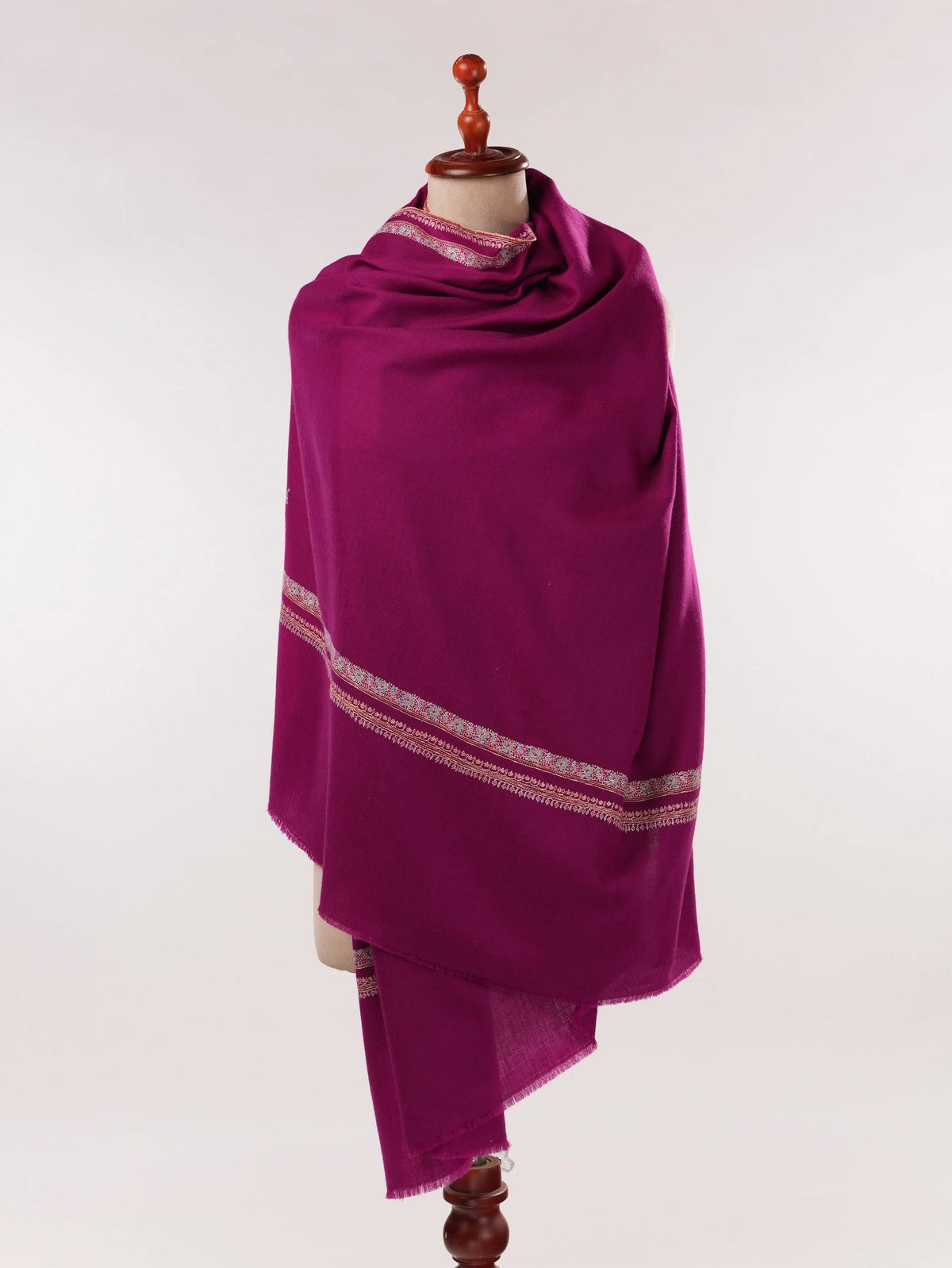 Light Purple Handwoven Pashmina Shawl with Hashidar Embroidery Shahkaar.com