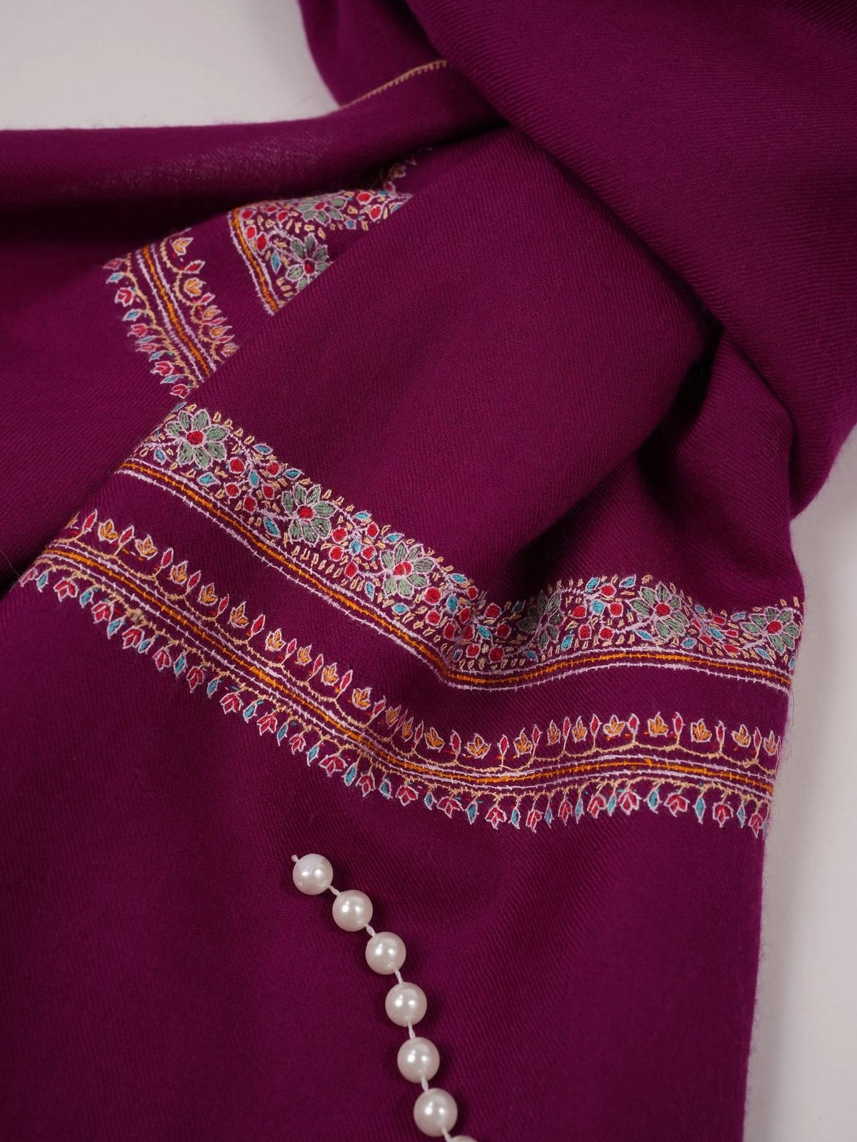 Light Purple Handwoven Pashmina Shawl with Hashidar Embroidery Shahkaar.com