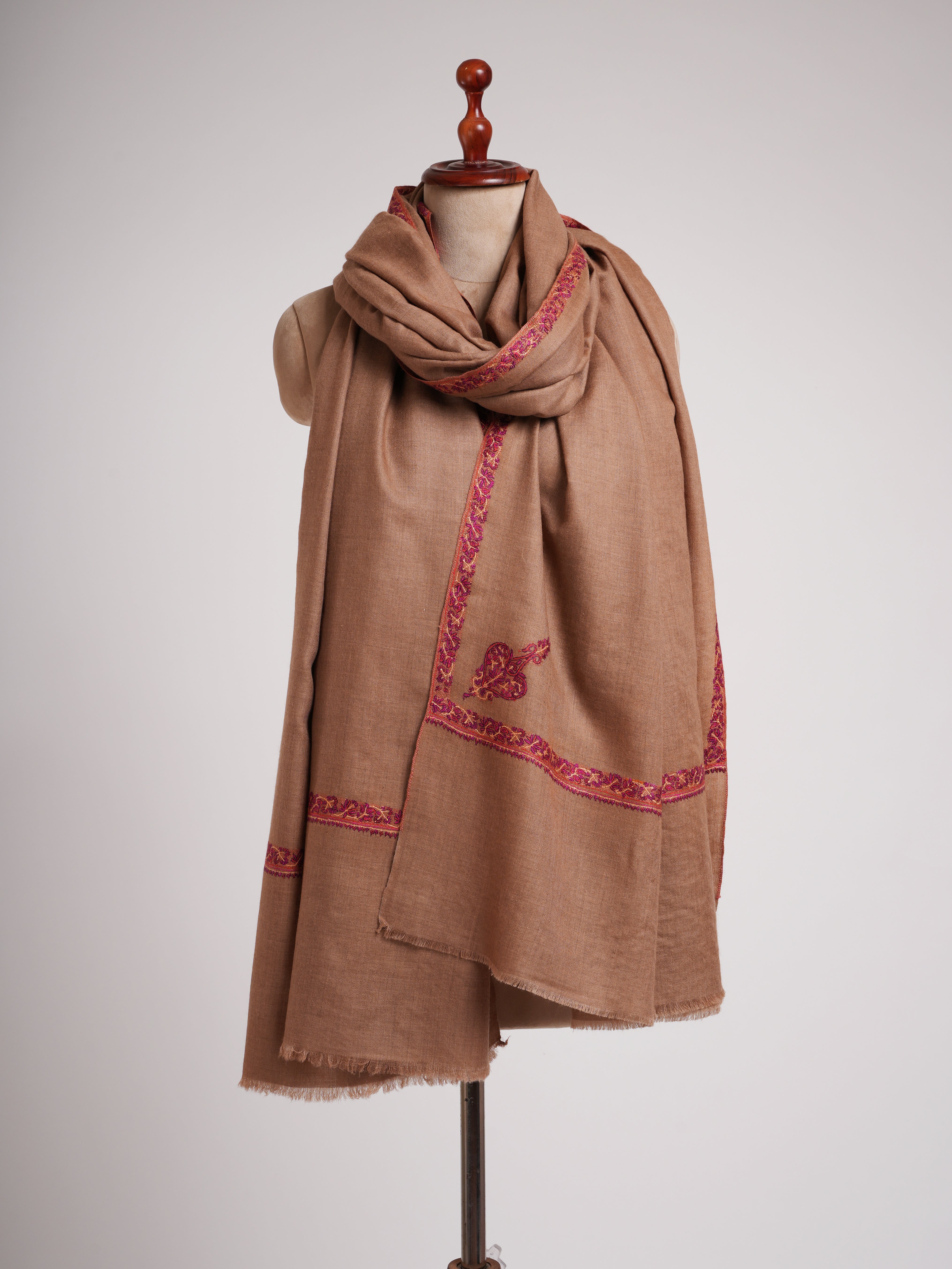Butterum Sozni ricamato originale Kashmir XL Pashmina Shawl