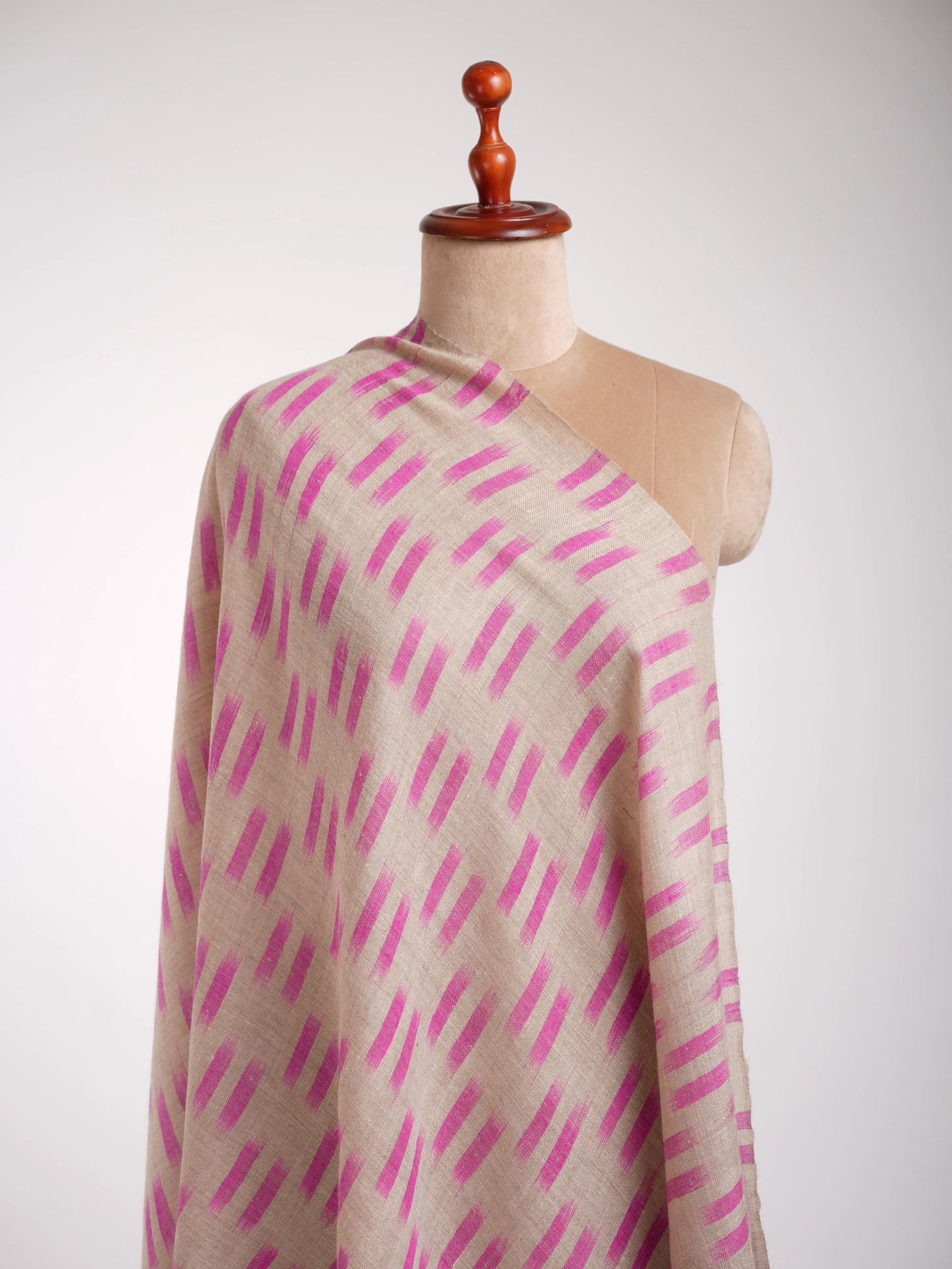 Contemporary Handloomed Baby Soft Ikat Cashmere Scarf Shahkaar