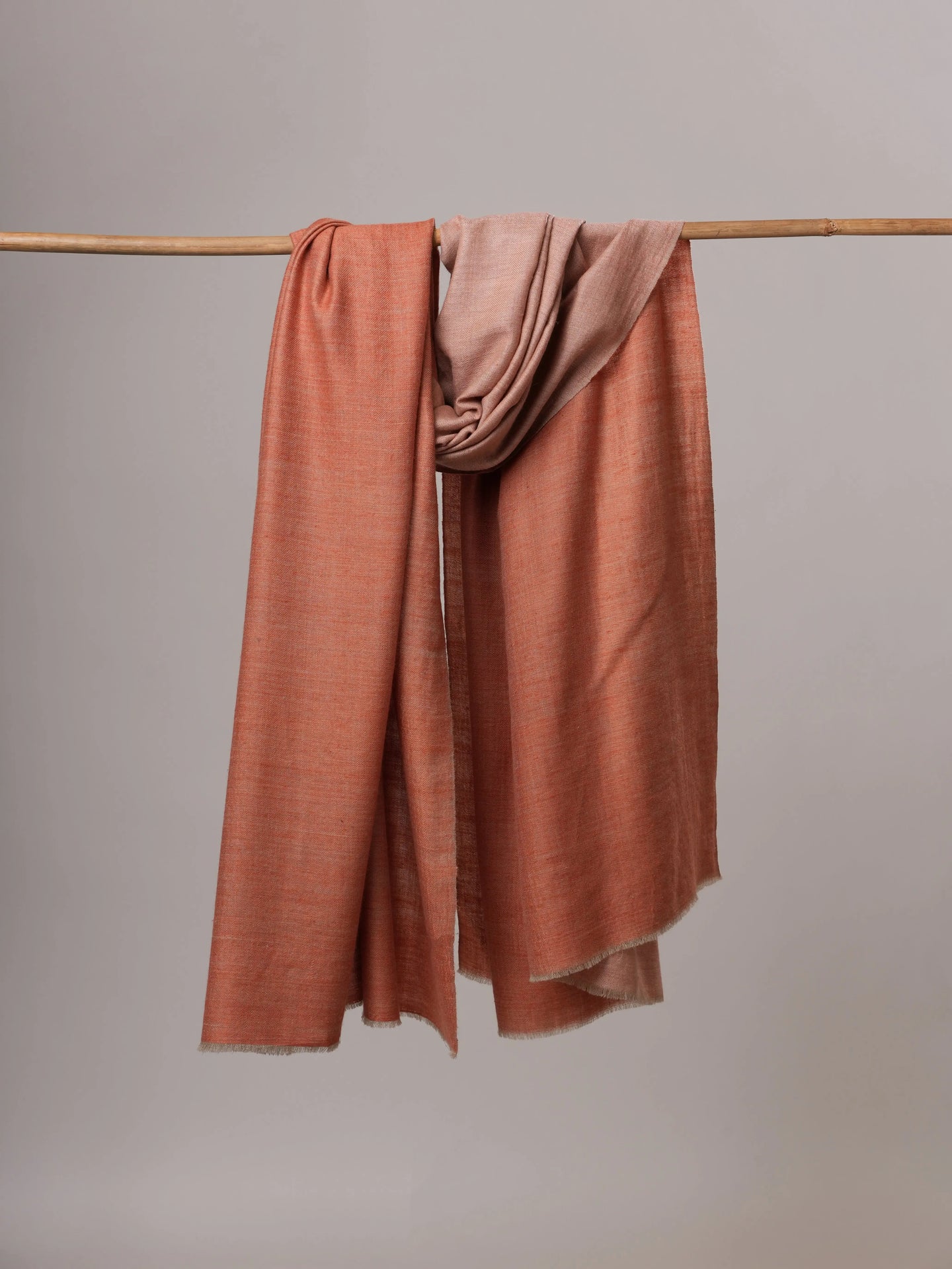 Dual Shade Peach Handspun Baby Soft Pashmina Shawl Shahkaar