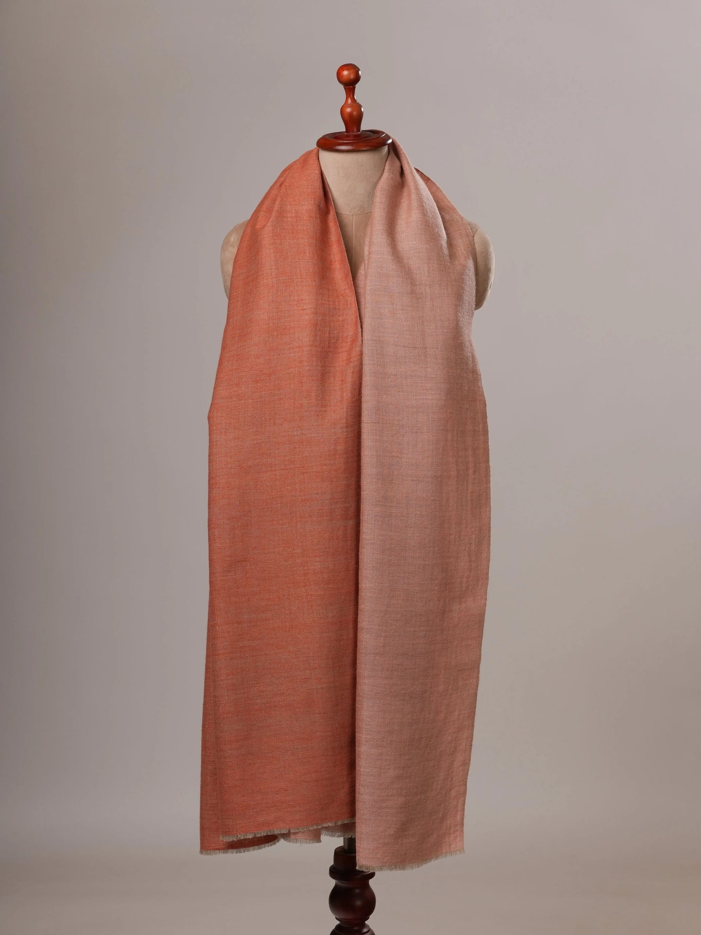 Dual Shade Peach Handspun Baby Soft Pashmina Shawl Shahkaar