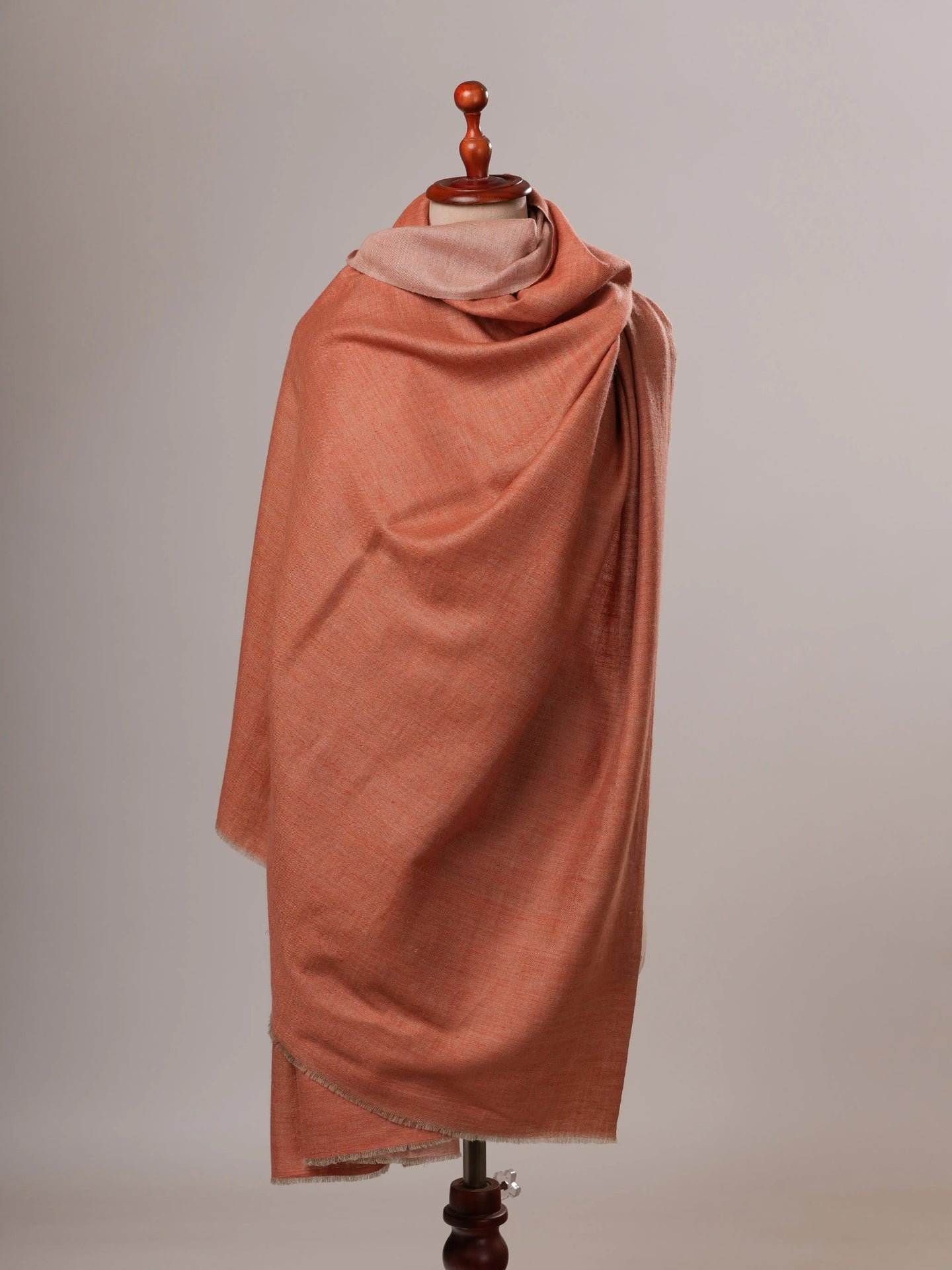 Dual Shade Peach Handspun Baby Soft Pashmina Shawl Shahkaar