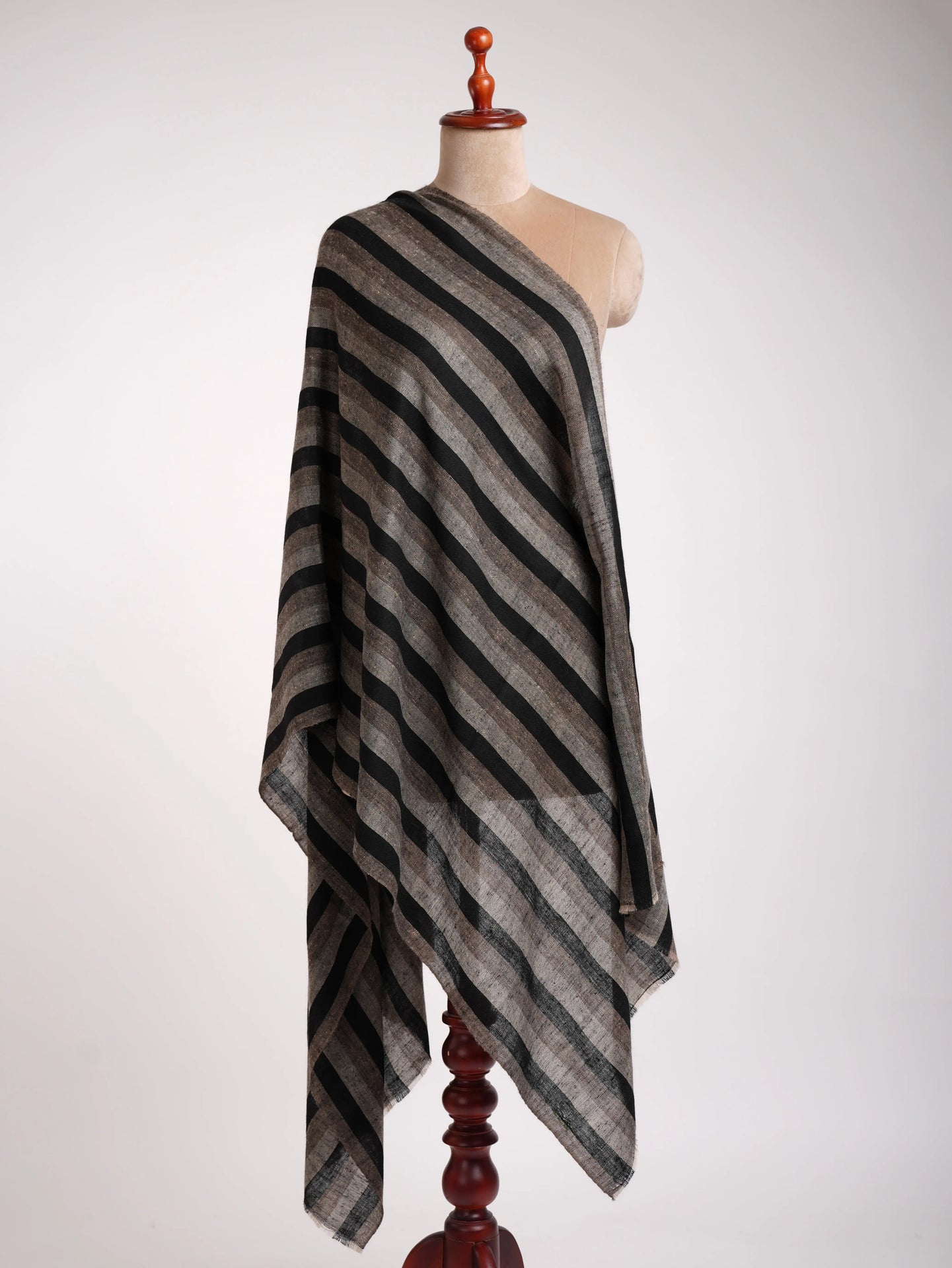 Handwoven Contemporary Cashmere Scarf in Black Toosh Grey Shahkaar