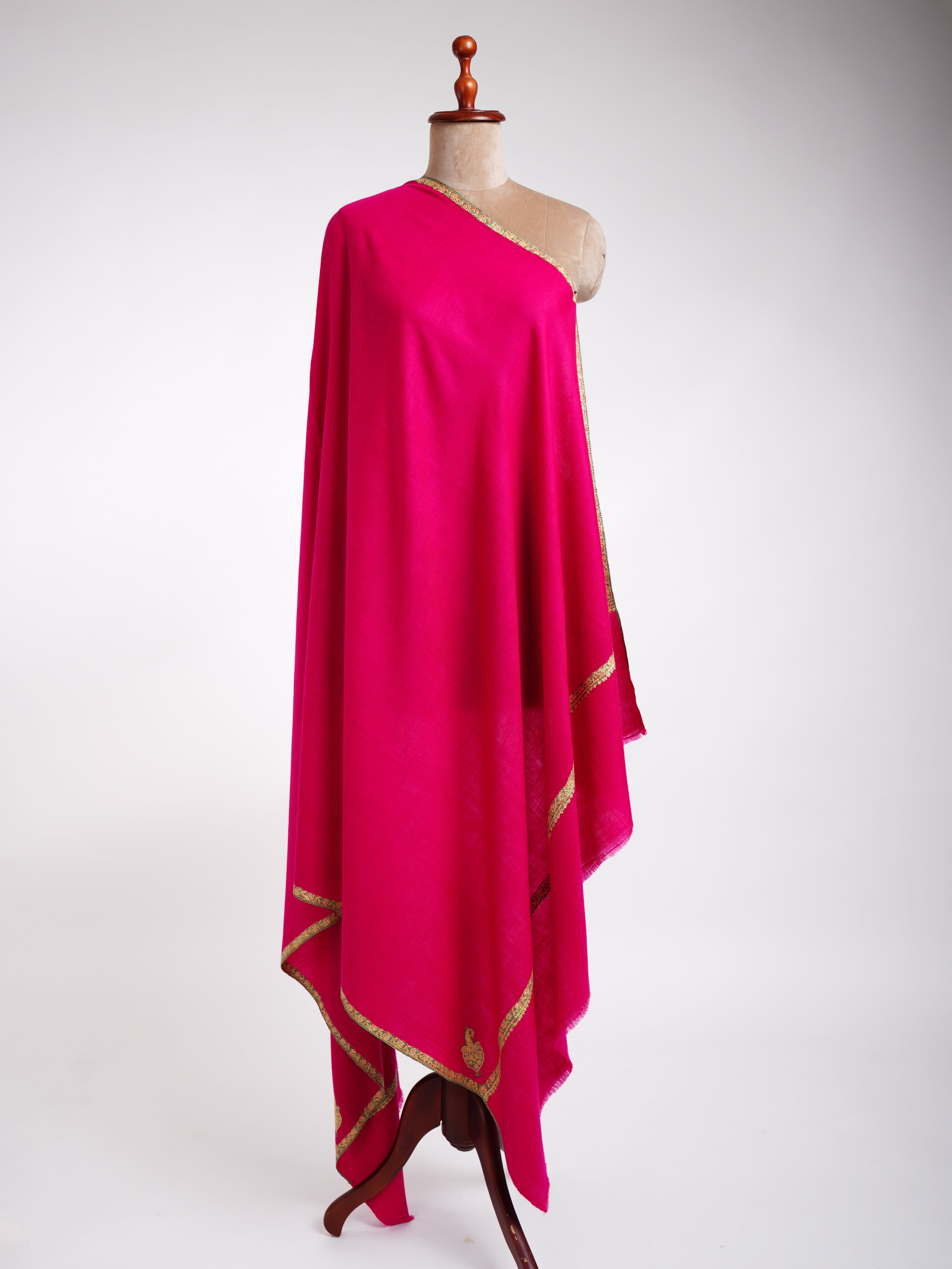 Baildar Châle Pashmina Fait Main Rose Magenta