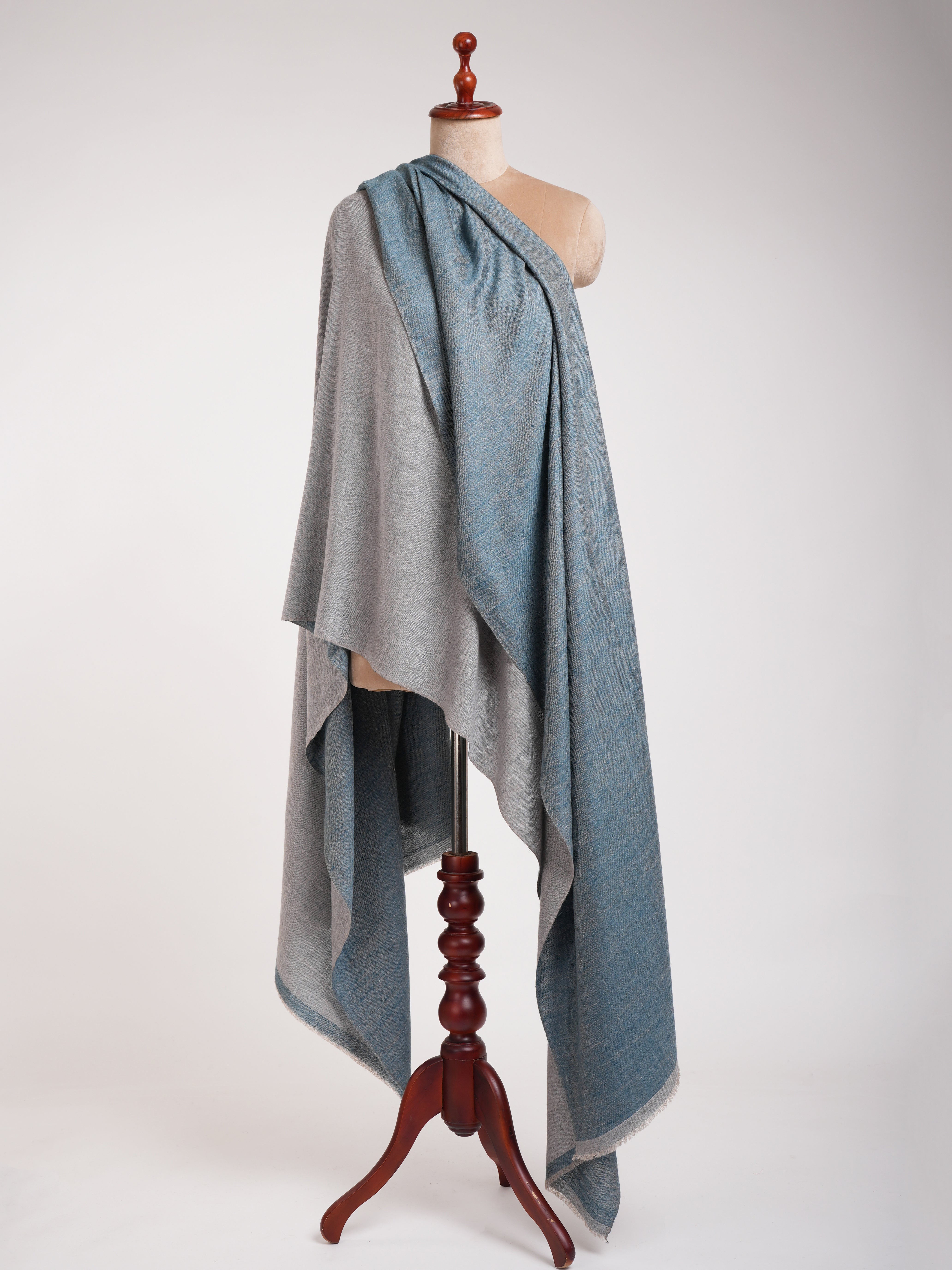 XL Oversized Blue Dorukha Artistic Pashmina Shawl
