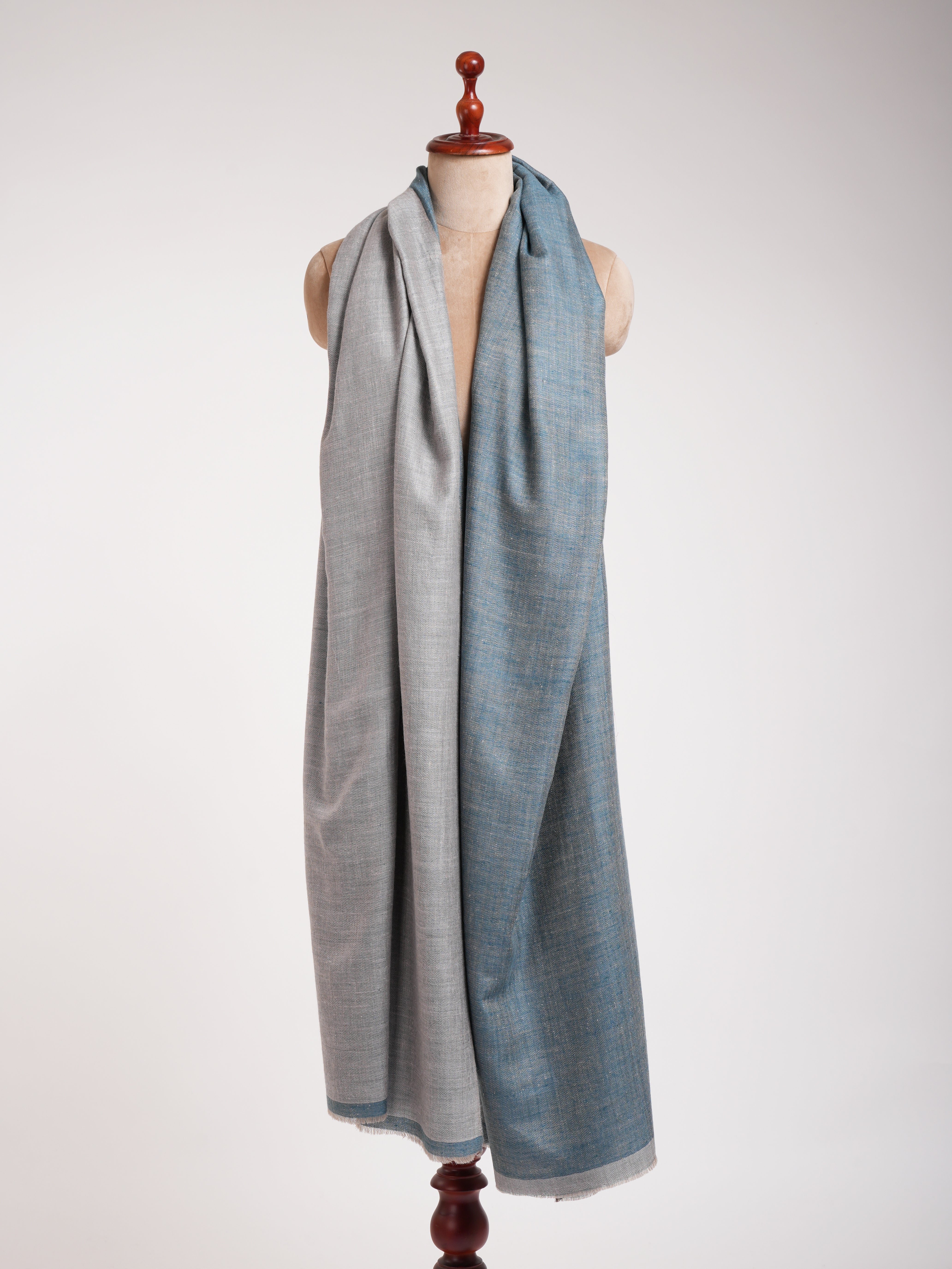 XL Oversized Blue Dorukha Artistic Pashmina Shawl