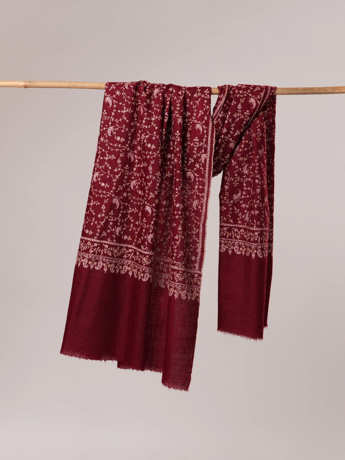 Soft Pashmina Shawl with Detailed Jali Hand Embroidery Shahkaar.com