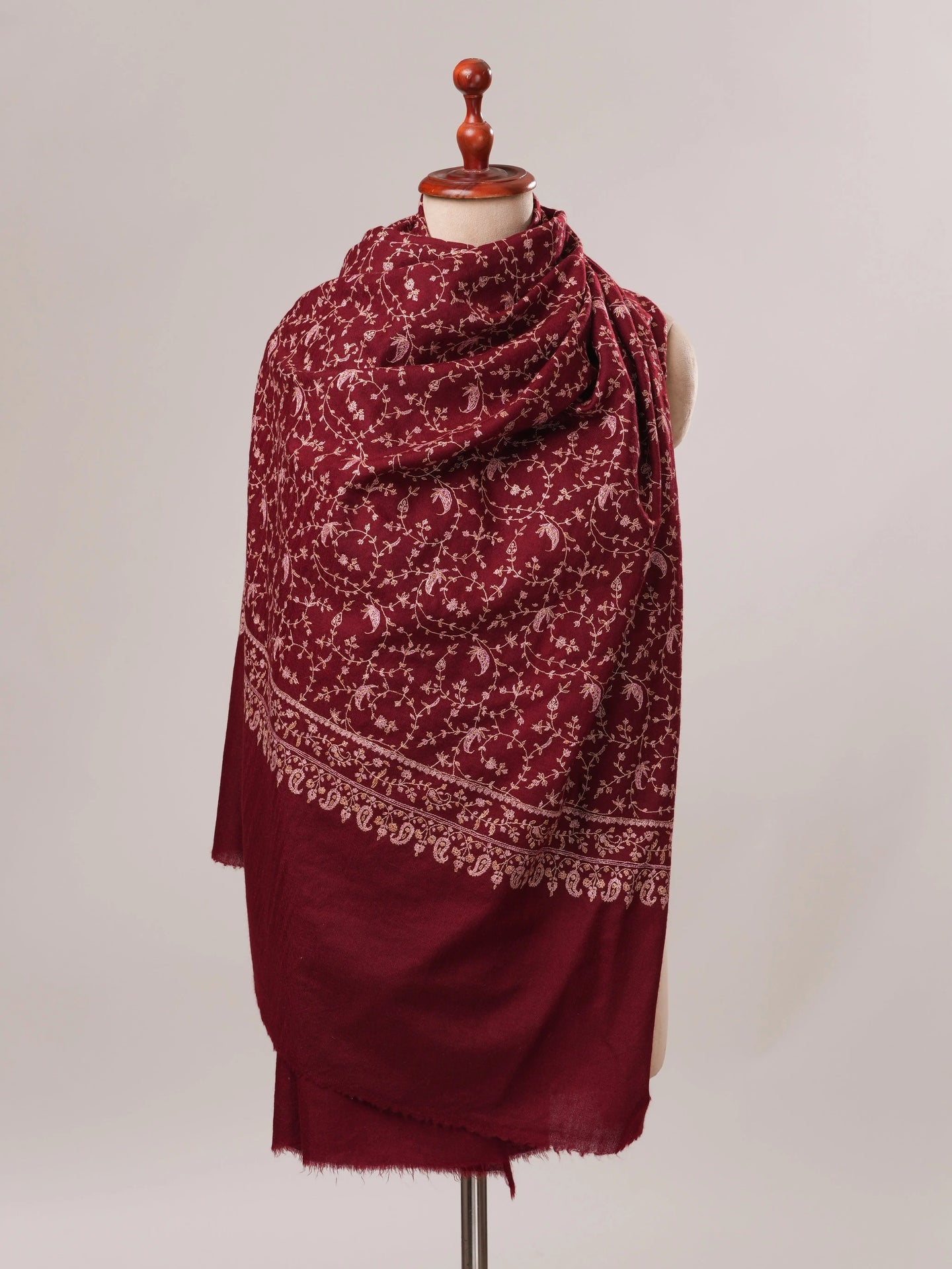 Soft Pashmina Shawl with Detailed Jali Hand Embroidery Shahkaar.com