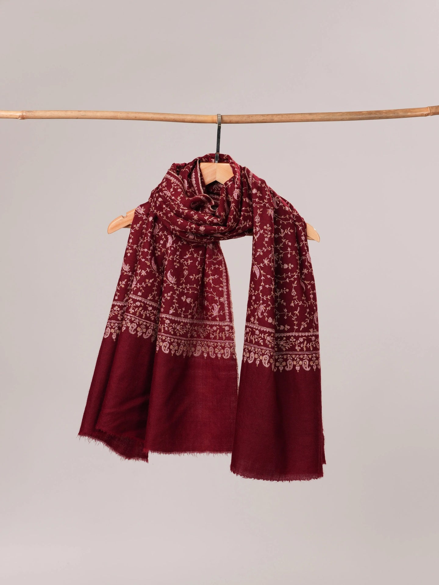 Soft Pashmina Shawl with Detailed Jali Hand Embroidery Shahkaar.com