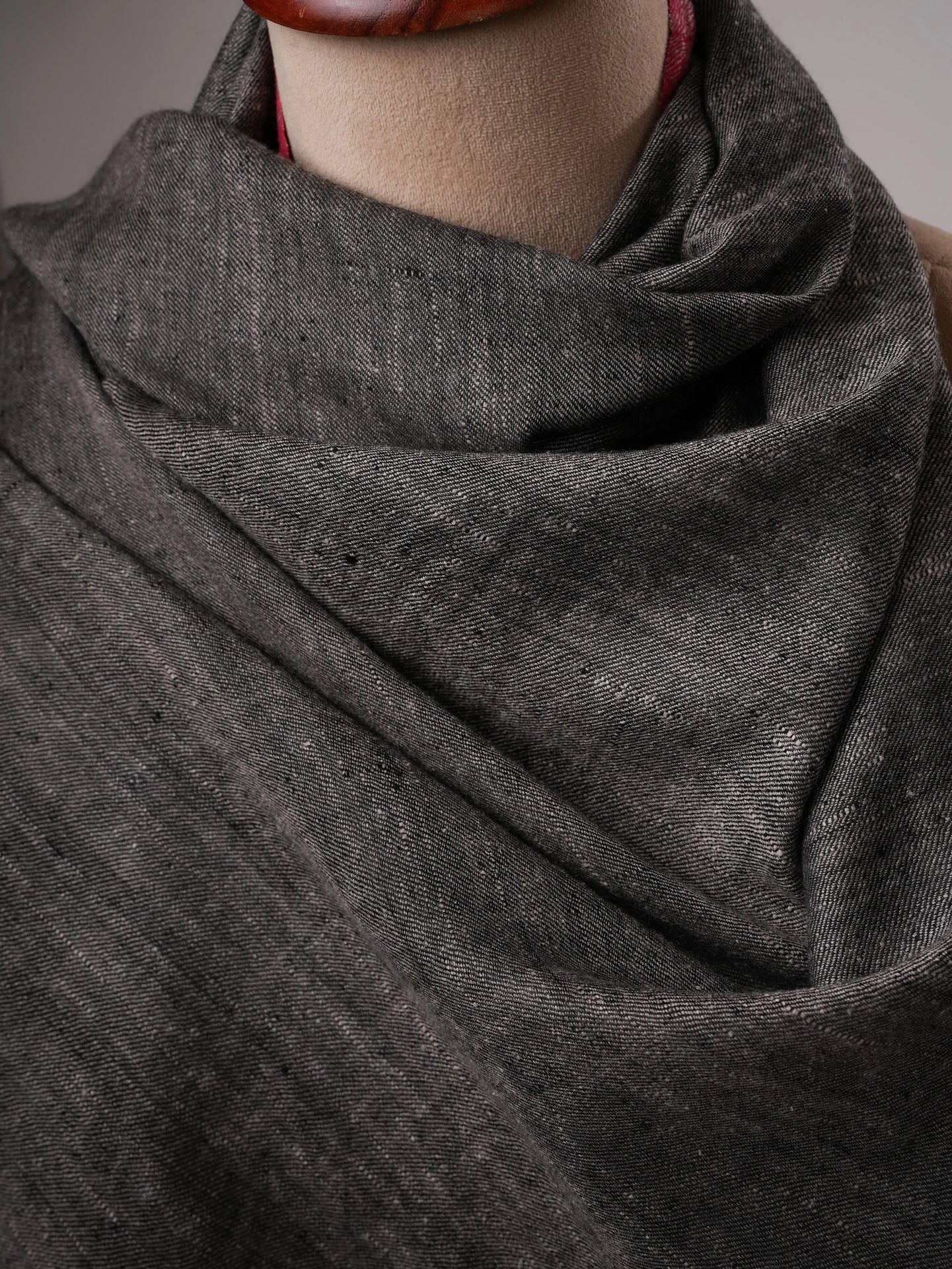 Baby Soft Black Handloom Pashmina Shawl with Red End Detailing Shahkaar