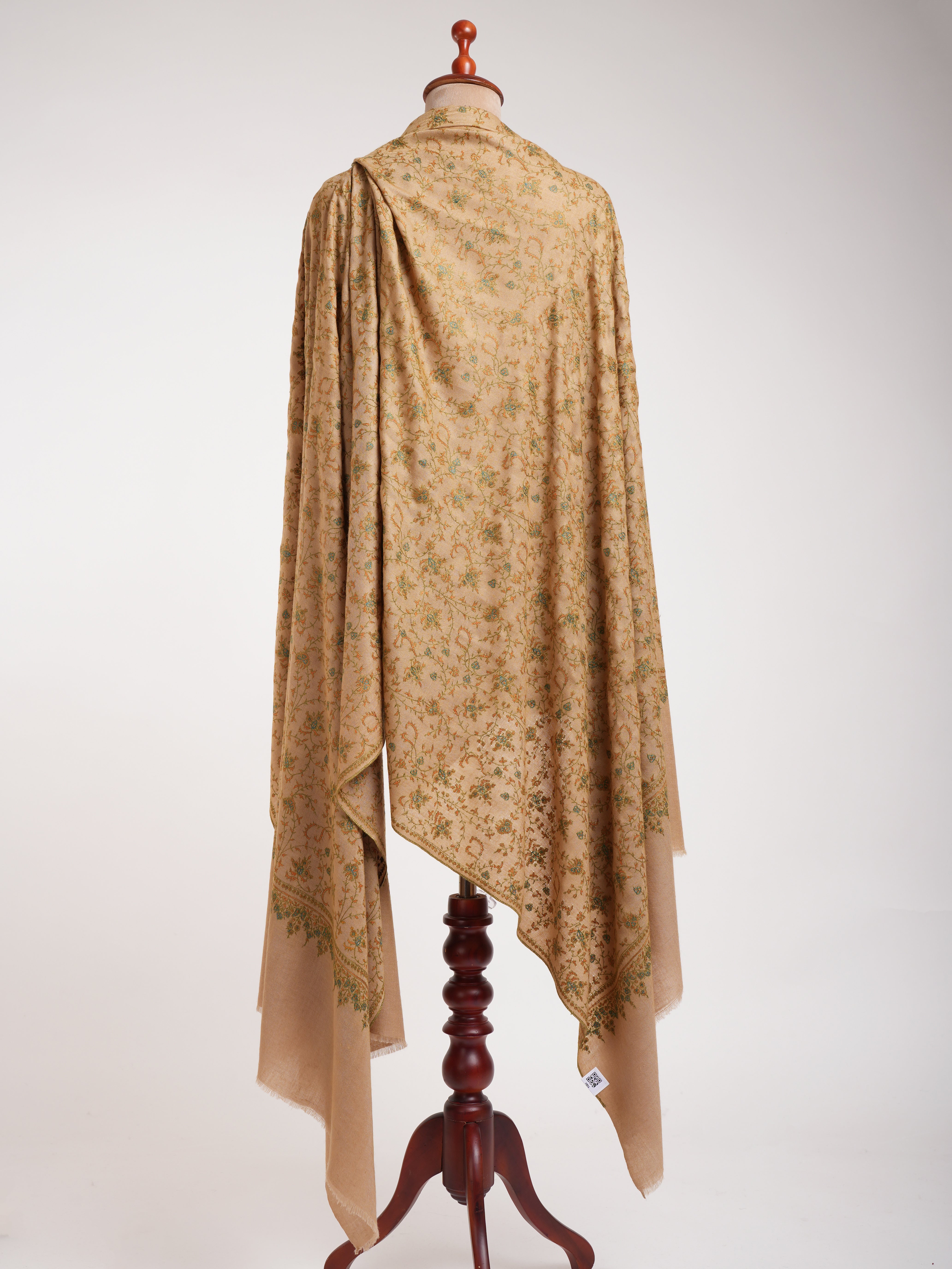 XL Golden Palm Autentico Pashmina indiano con ricamo Sozni.